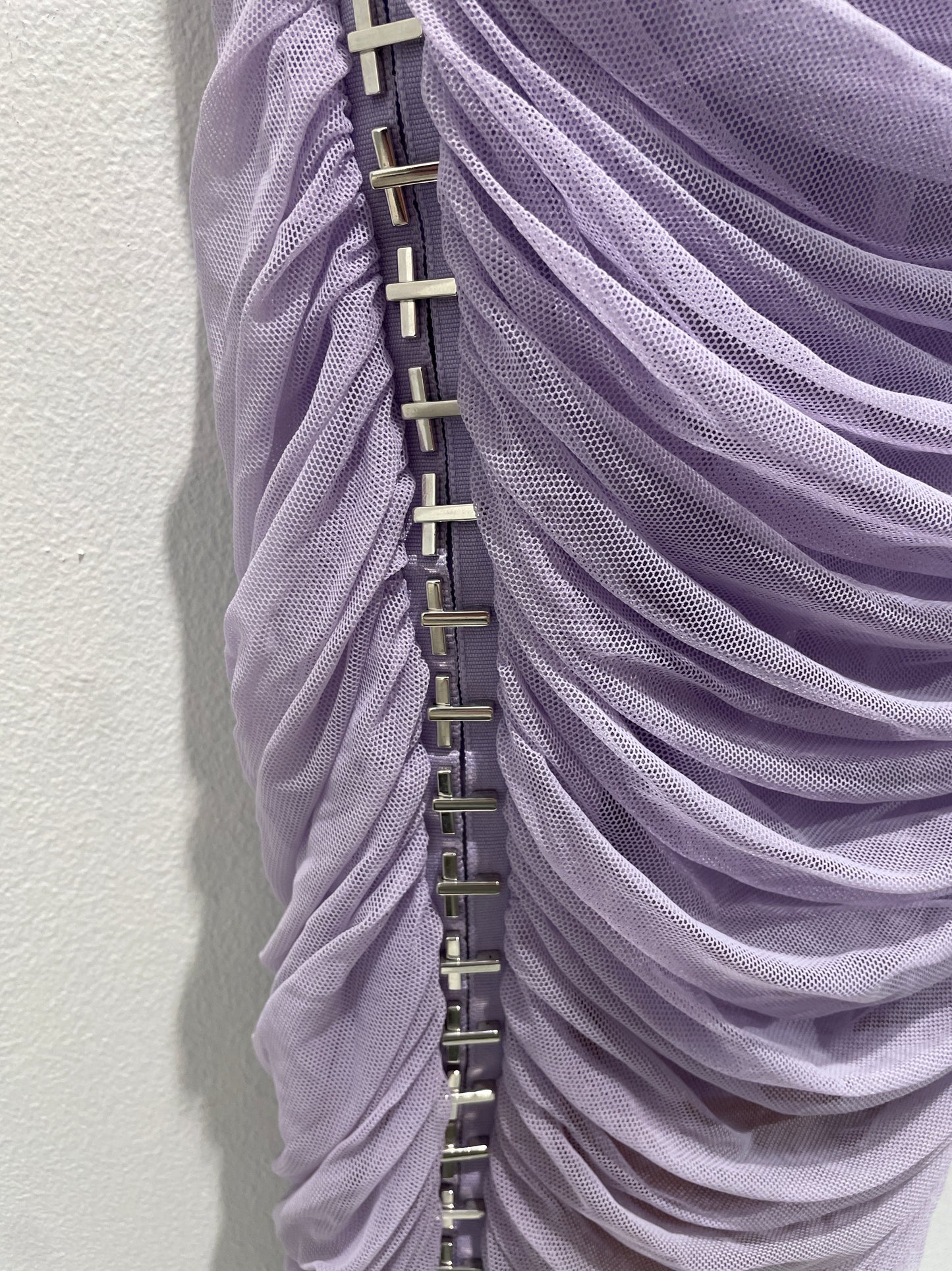 Versace - Ruched Chiffon Medusa Dress - lavender - S - Medinas Wardrobe