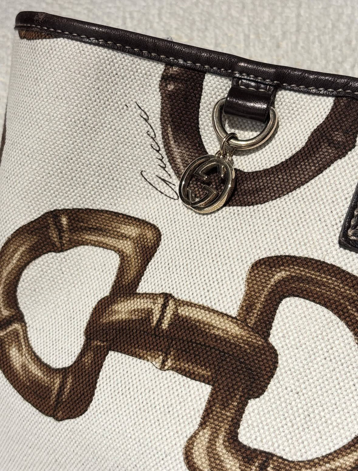 Gucci Tote - Canvas & Leather with Horsebit Details & Logo