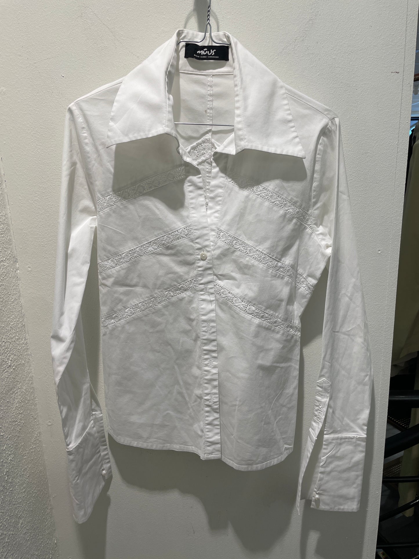 MUUS White Shirt with Geometric Lace Details - EU38