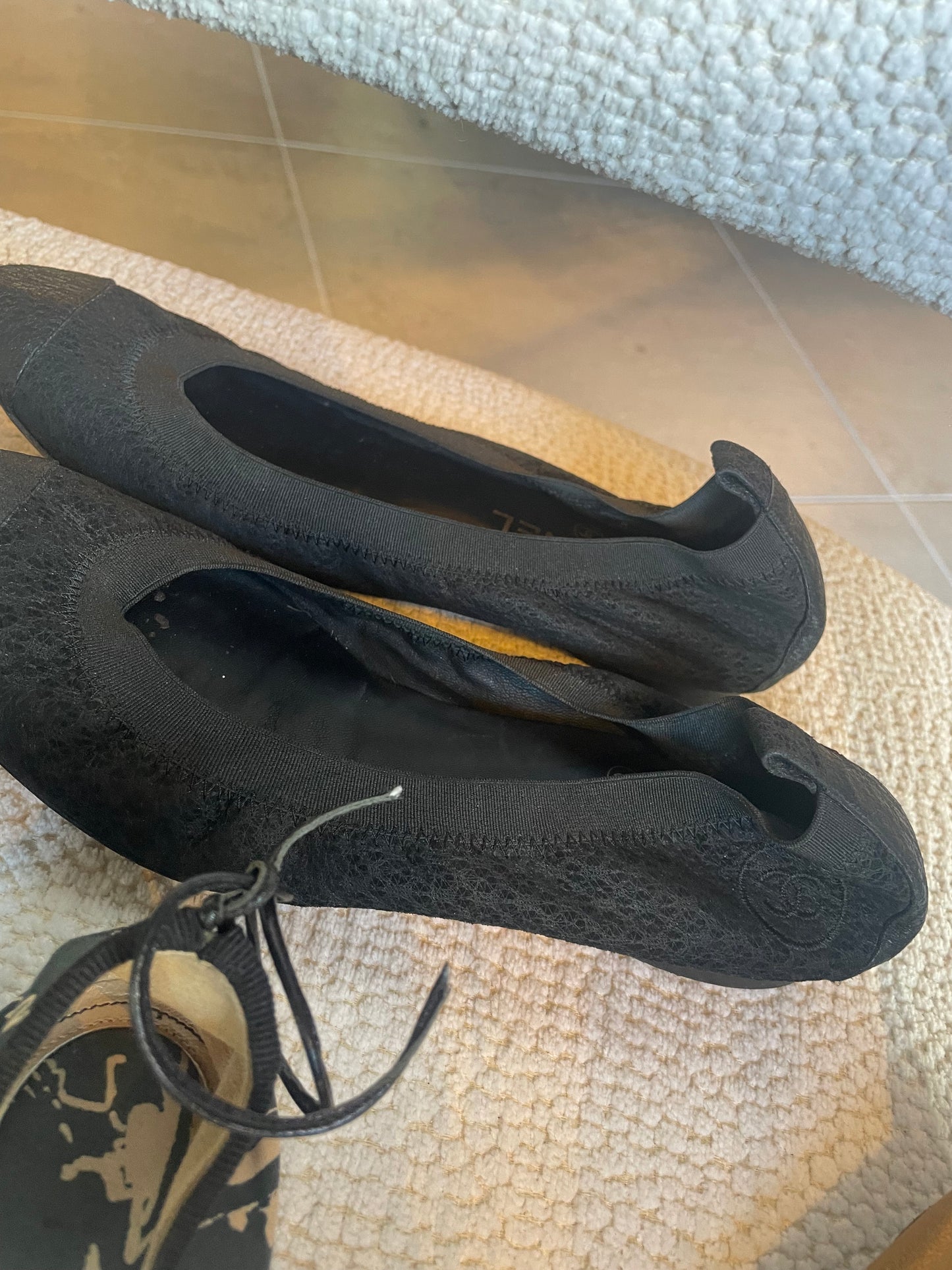Chanel ballerina - Sort stof og læder - 38