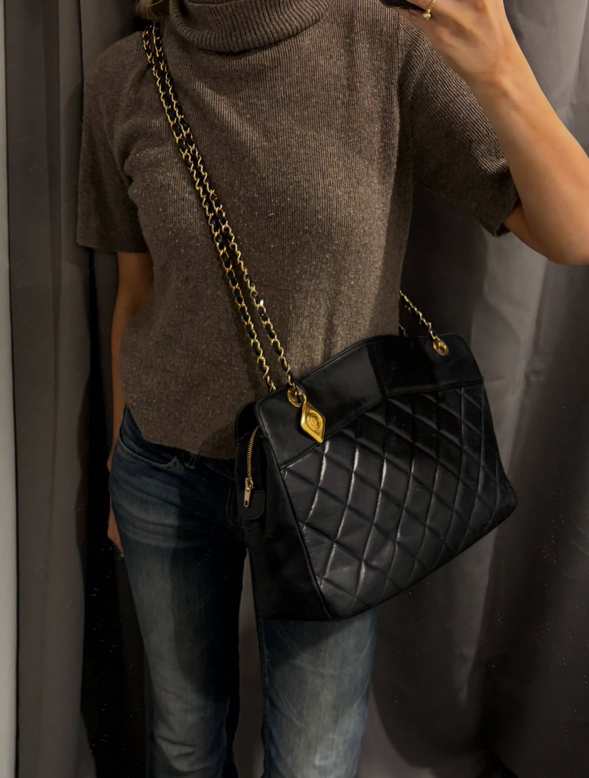 Chanel Vintage Tote - Black Lambskin & 24K Gold Hardware