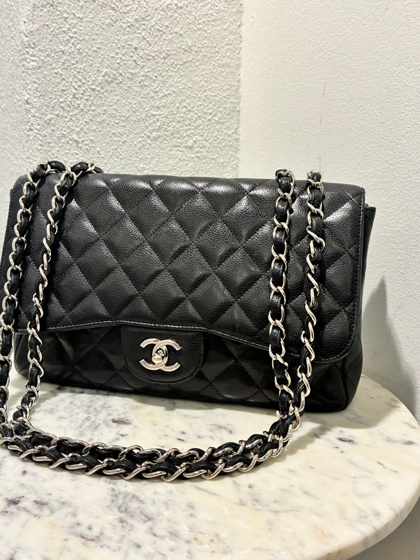 Chanel Jumbo Classic Single Flap – Black Caviar & Silver Hardware