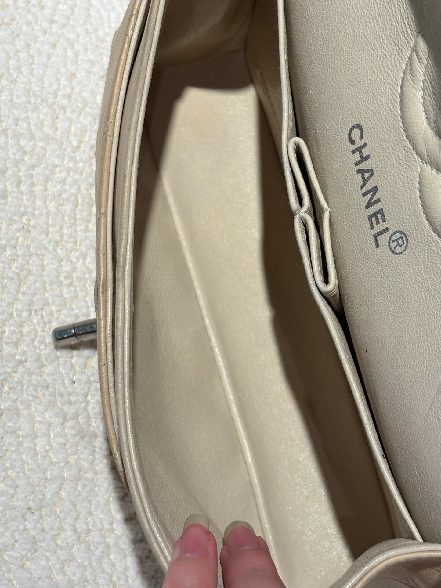 Chanel Classic Flap Bag - Small – Beige Lambskin & Silver Hardware