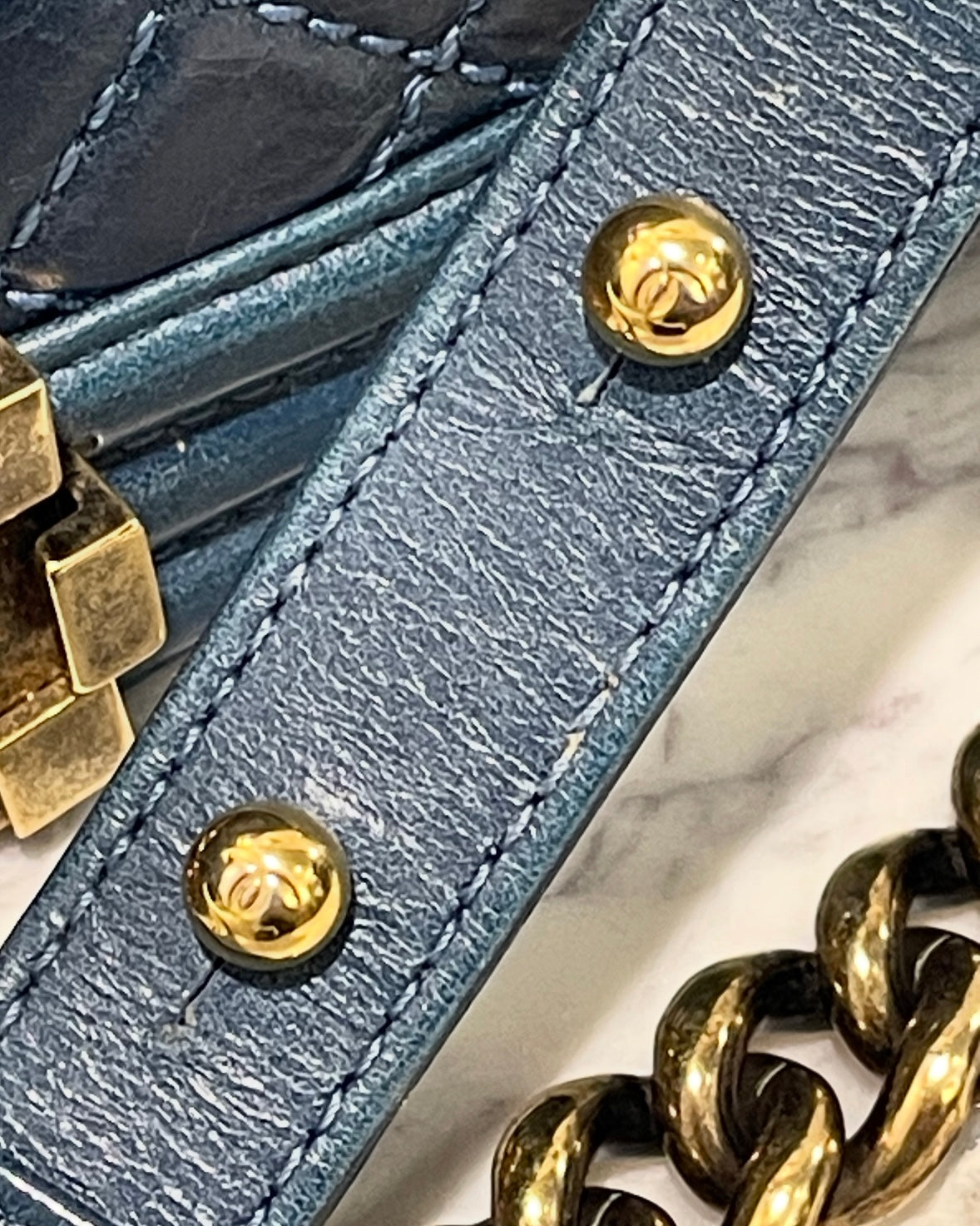 Chanel Boy Bag - Medium - Teal & Aged Gold Hardware