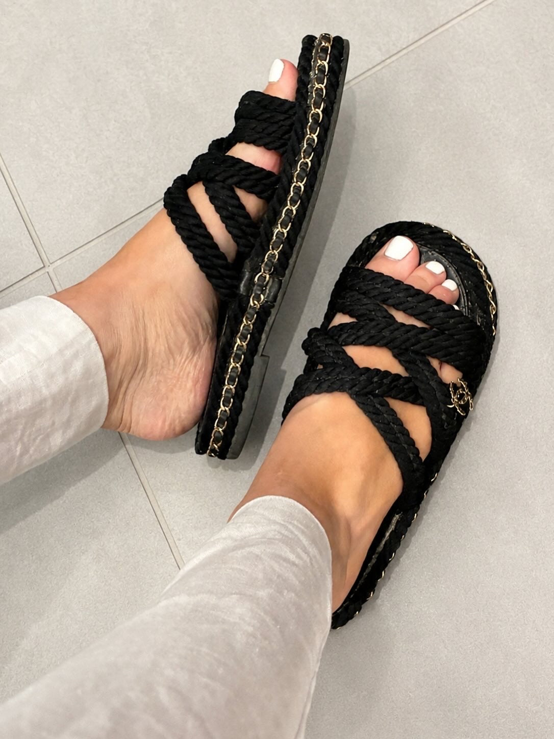 Chanel Sandals - CC logos & rope detailing - 38