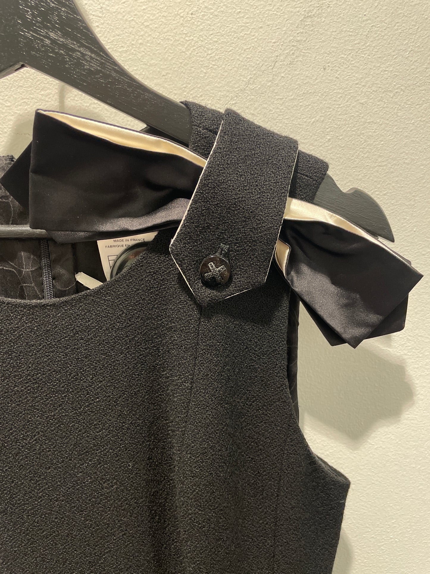 Chanel Dress – Black Wool Bouclé with Silk Details - EU 36