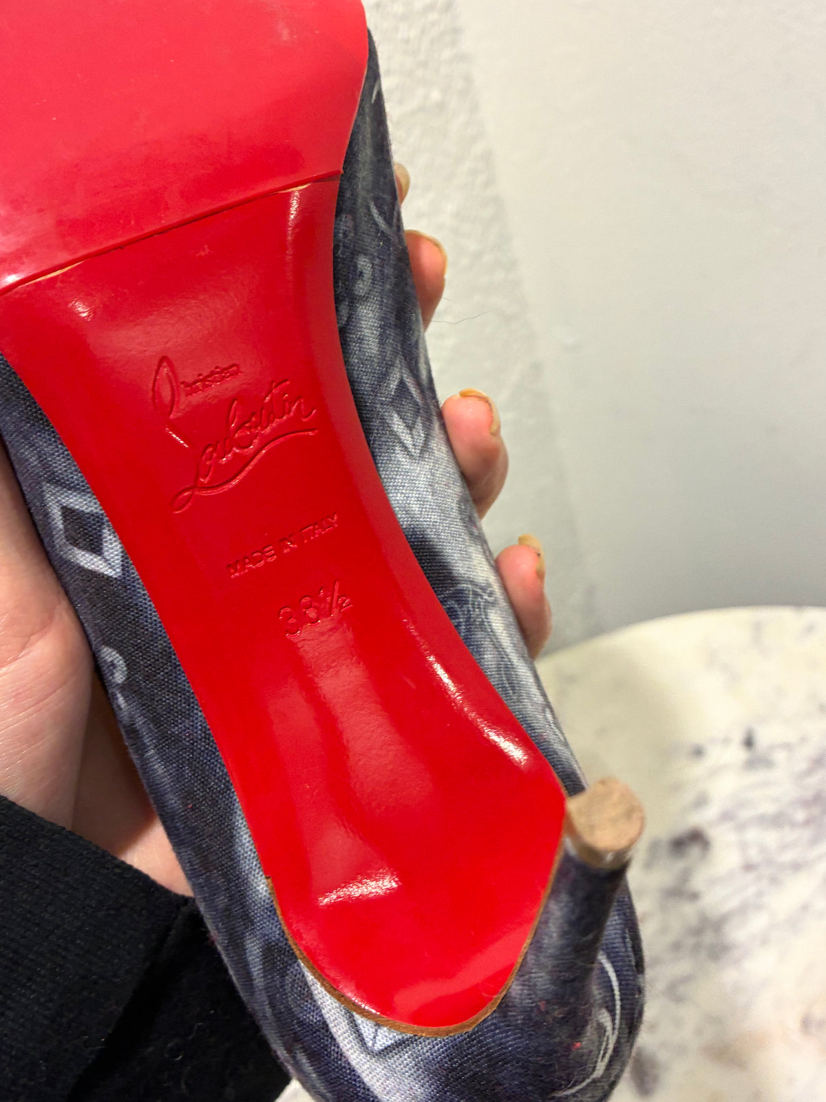 Christian Louboutin - Iriza 100 Printed Denim Pumps - Size 38,5