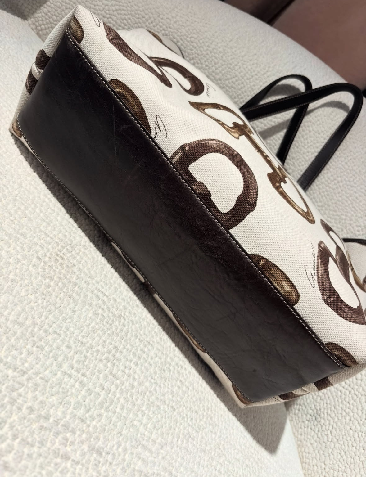 Gucci Tote - Canvas & Leather with Horsebit Details & Logo