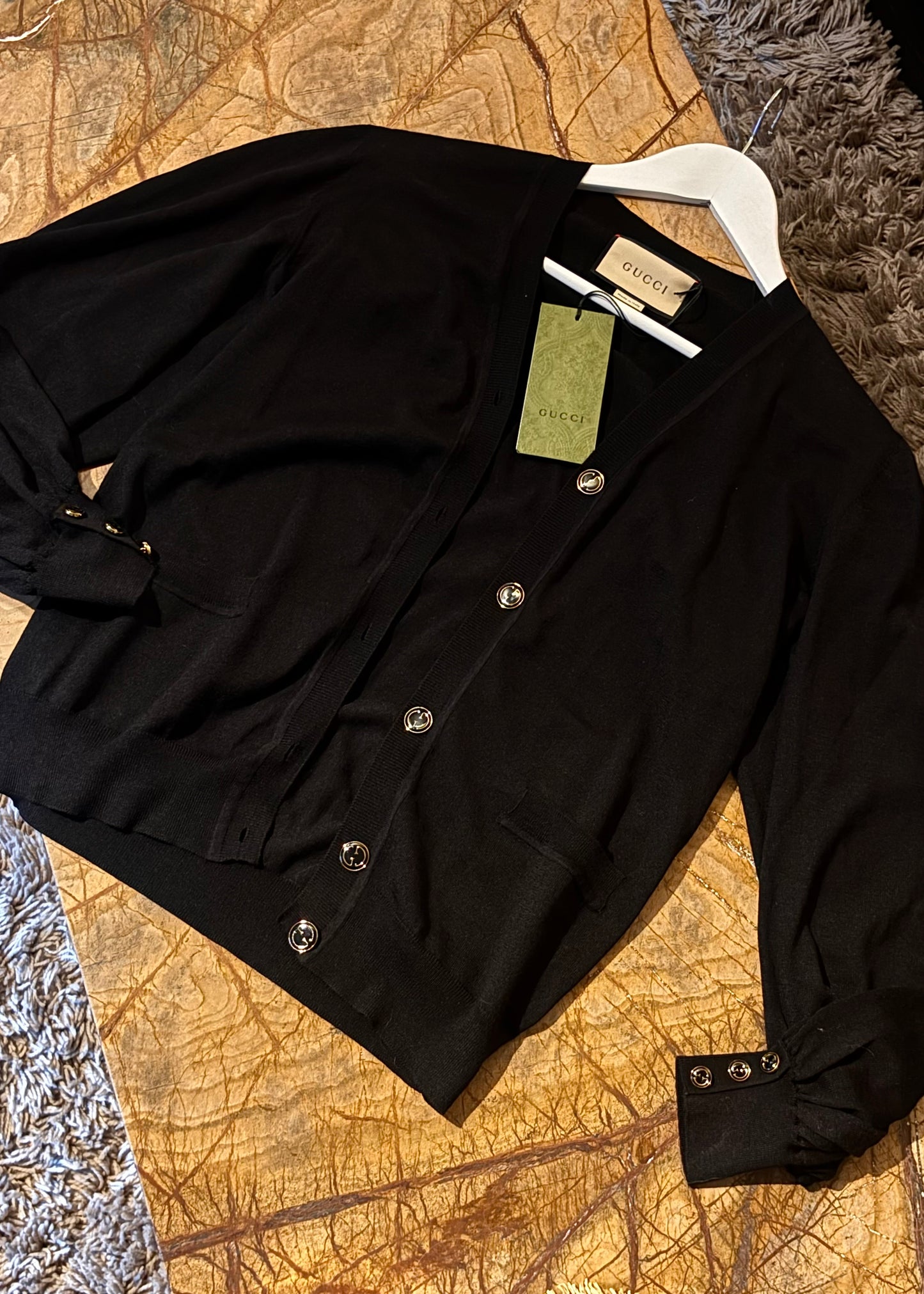 Gucci Cardigan - Guld G knapper - Ny og ubrugt m. tag - S/M