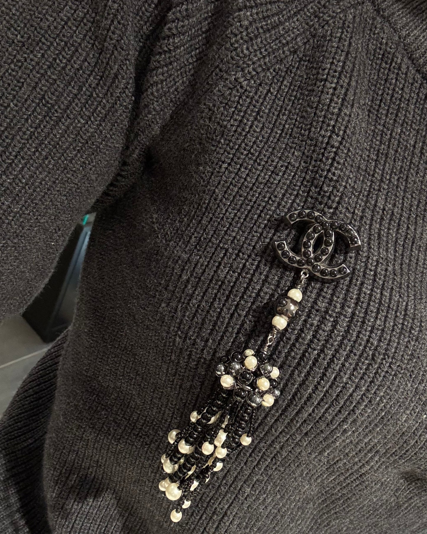 Chanel Brooch - Unique CC with with Pearl Fringe