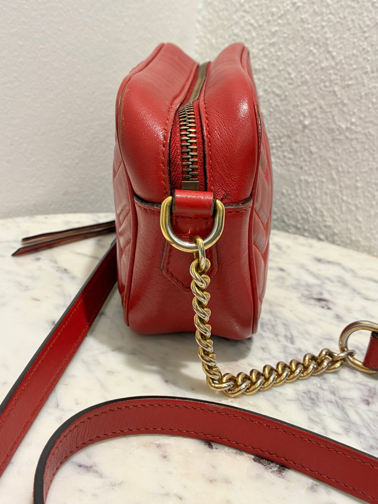 Gucci Mini Marmont Bag - Red Leather & Gold Hardware
