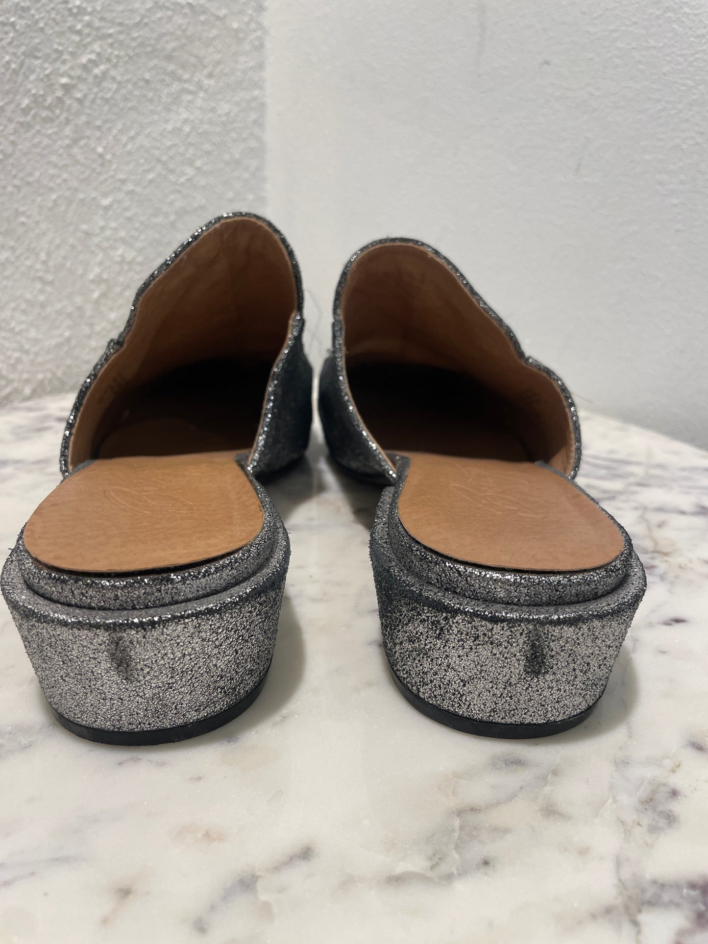 Bettye Muller "Brea" Metallic Leather Loafer Mules – US 8M / 38.5