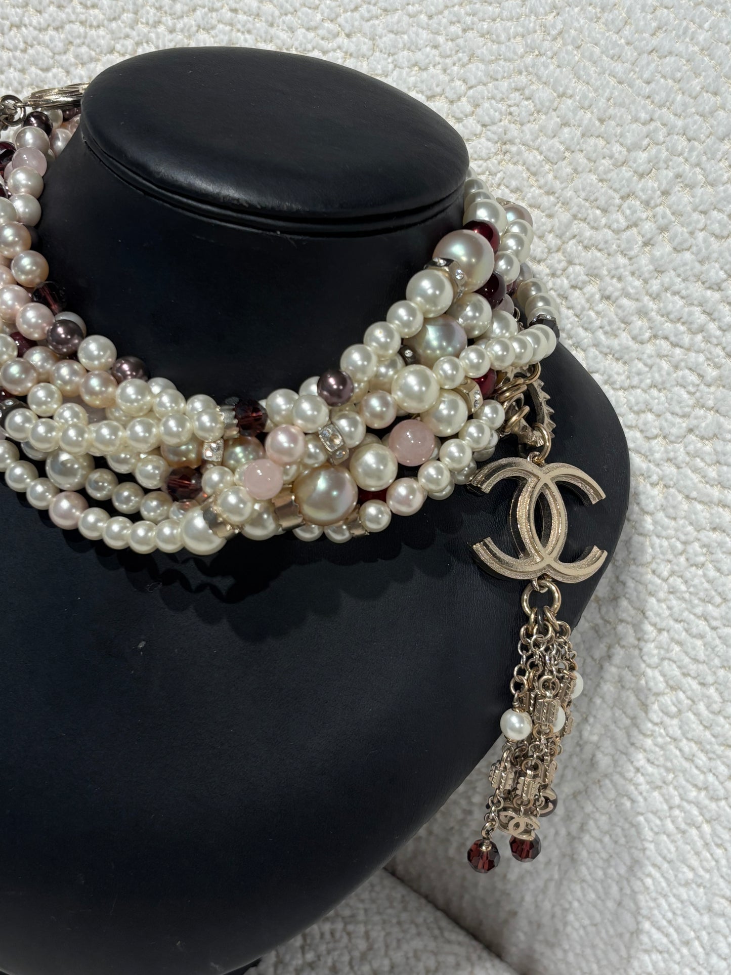 Chanel Pearl Statement Necklace/Belt – Multicolour with CC Logo