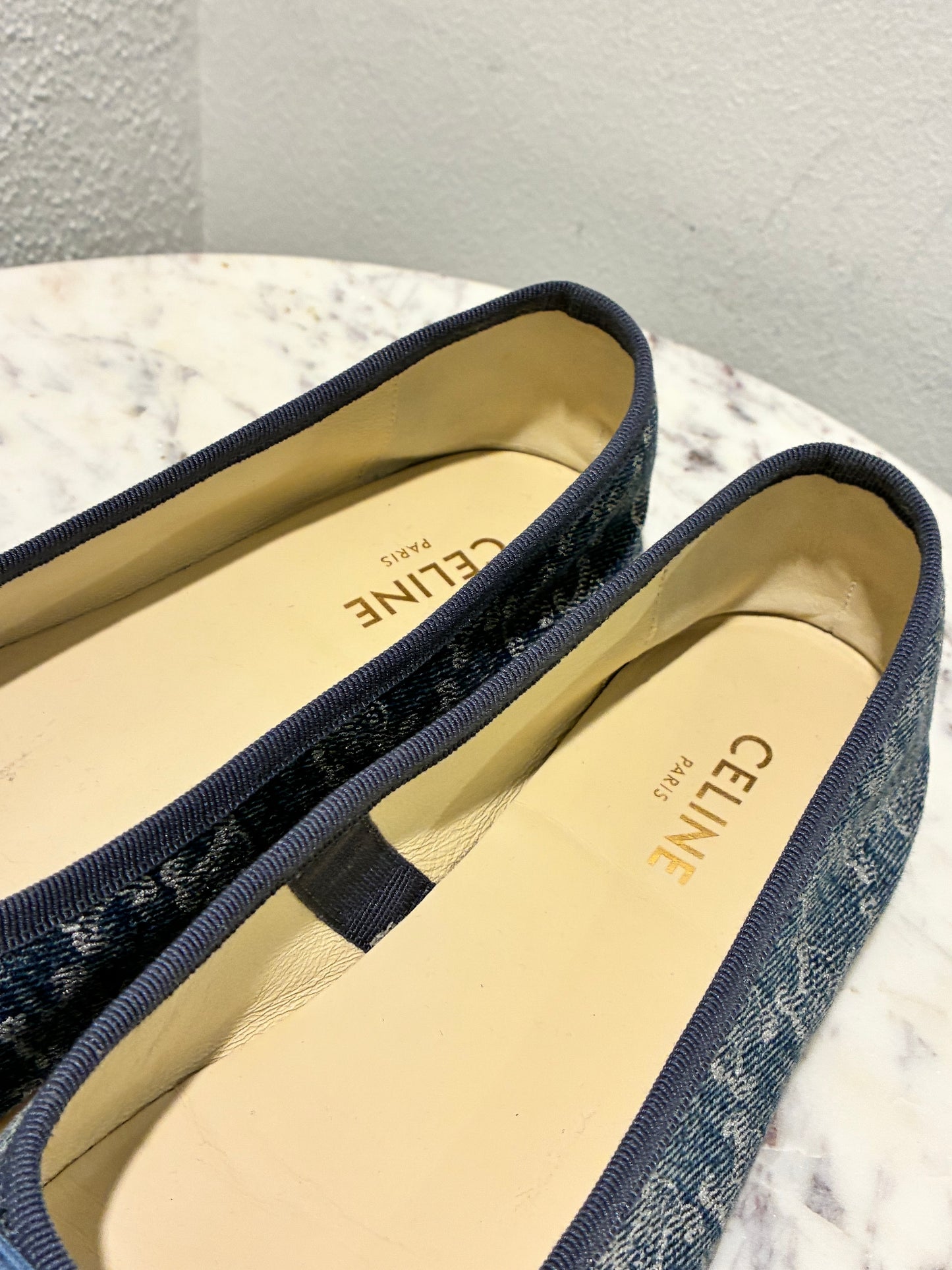 Celine Logo Ballerinas  – Denim - Size 39