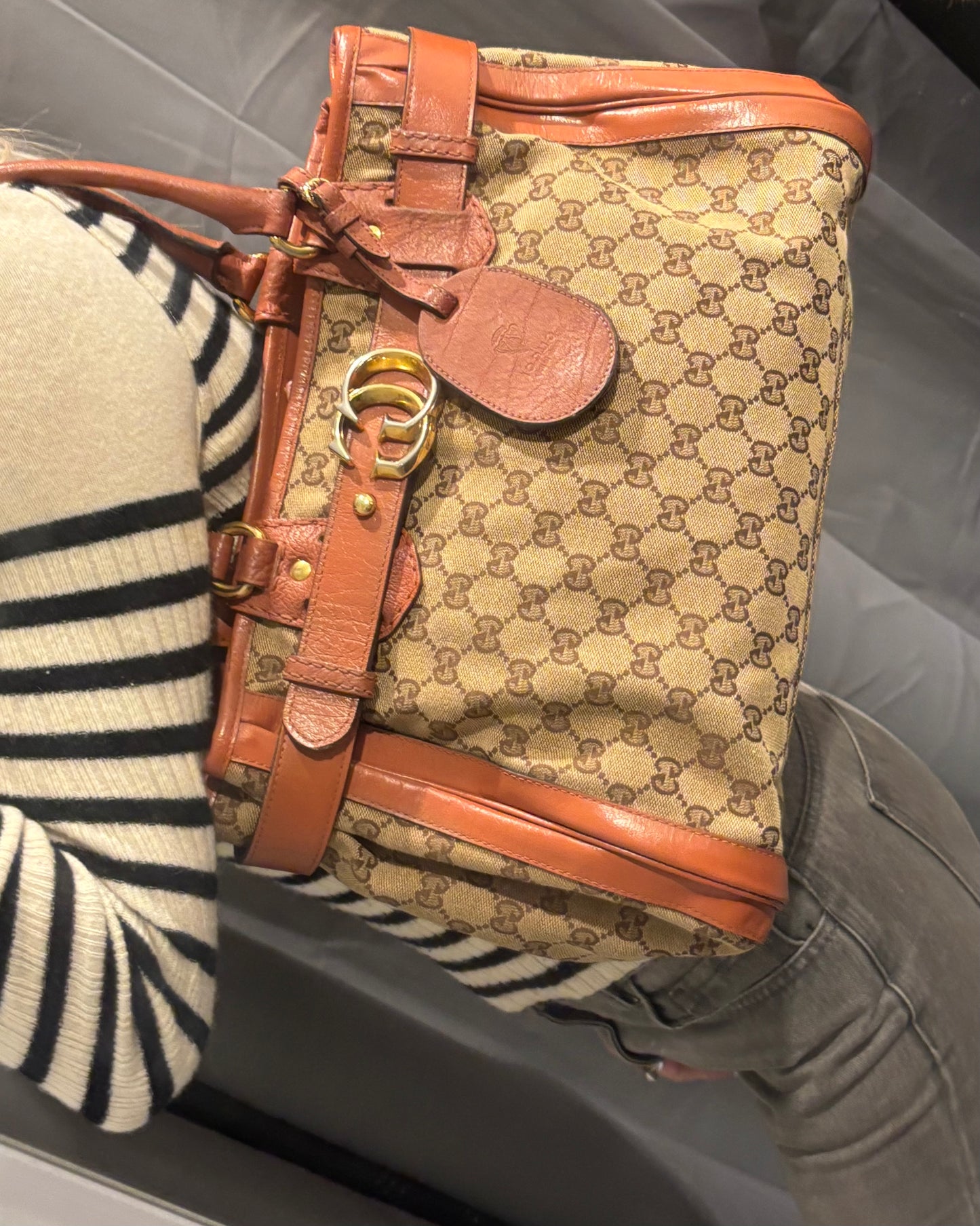 Gucci - Leather tote & Canvas - Orange/Cognac
