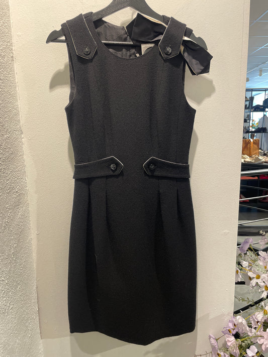 Chanel Dress – Black Wool Bouclé with Silk Details - EU 36