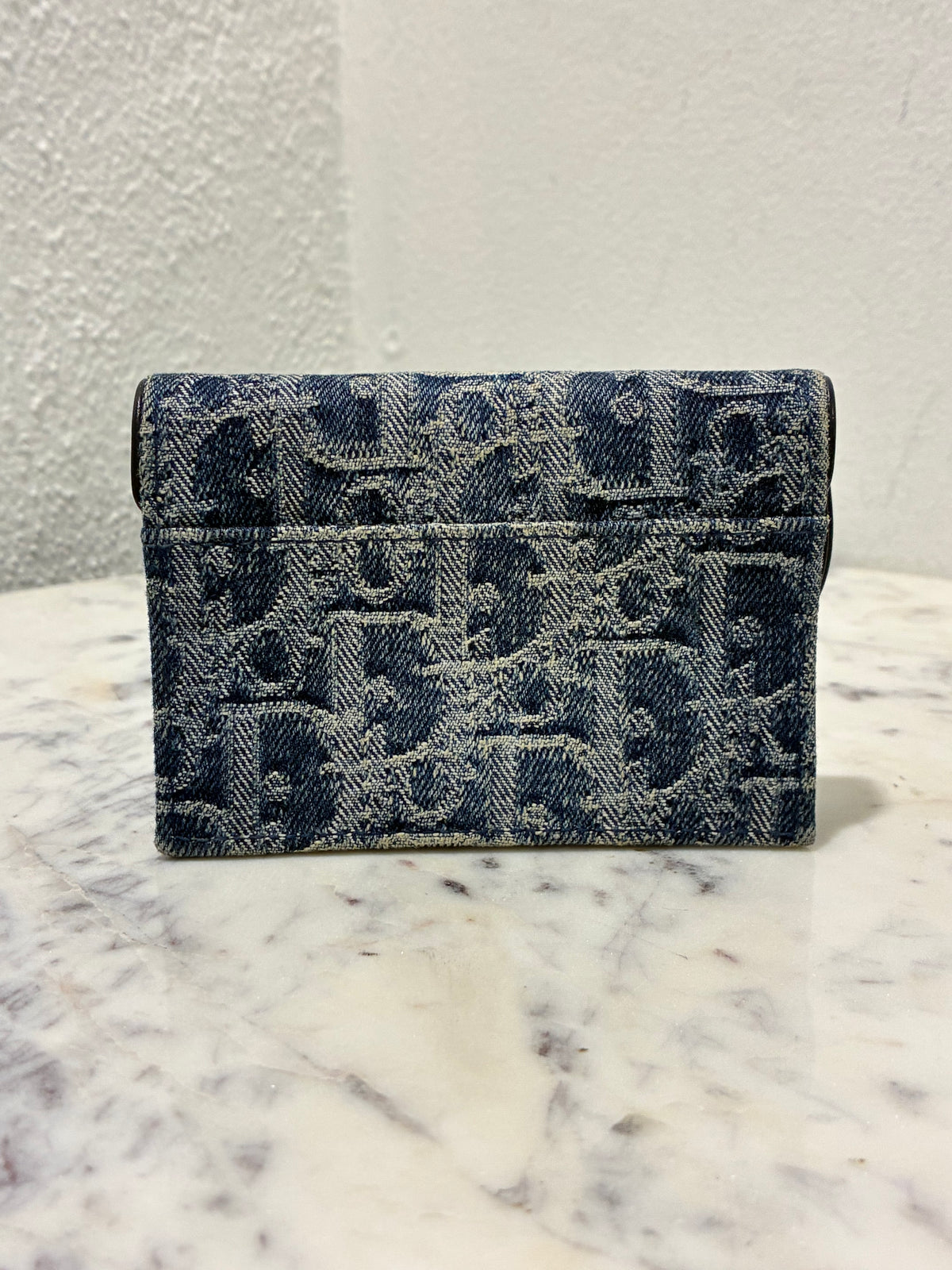 Dior Saddle Card Holder – Blue Denim