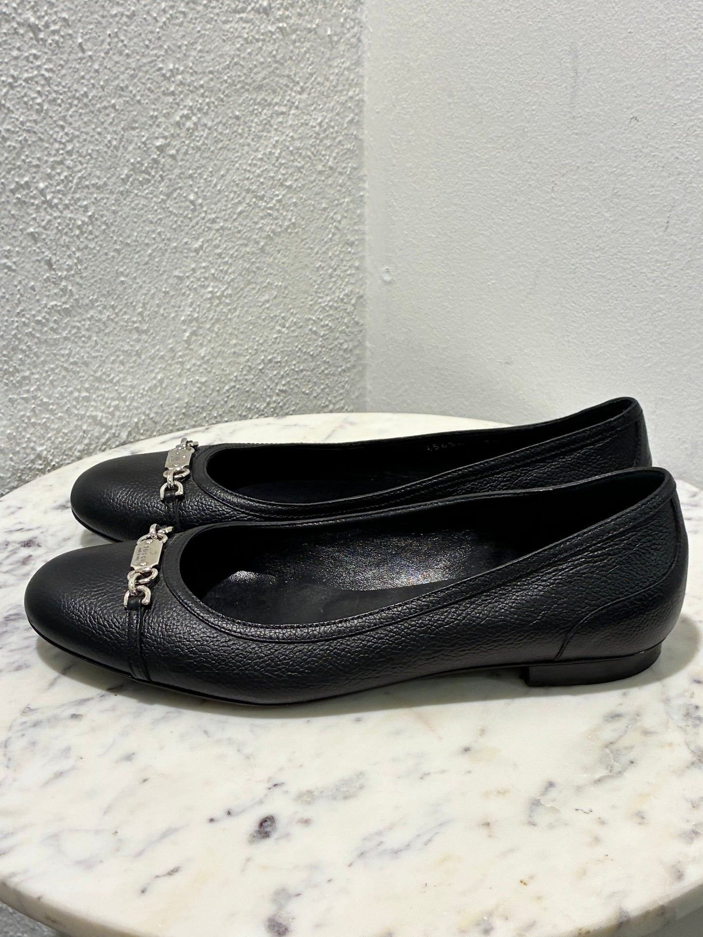 Gucci Ballerina - Black Leather with Silver Bit - EU 38.5