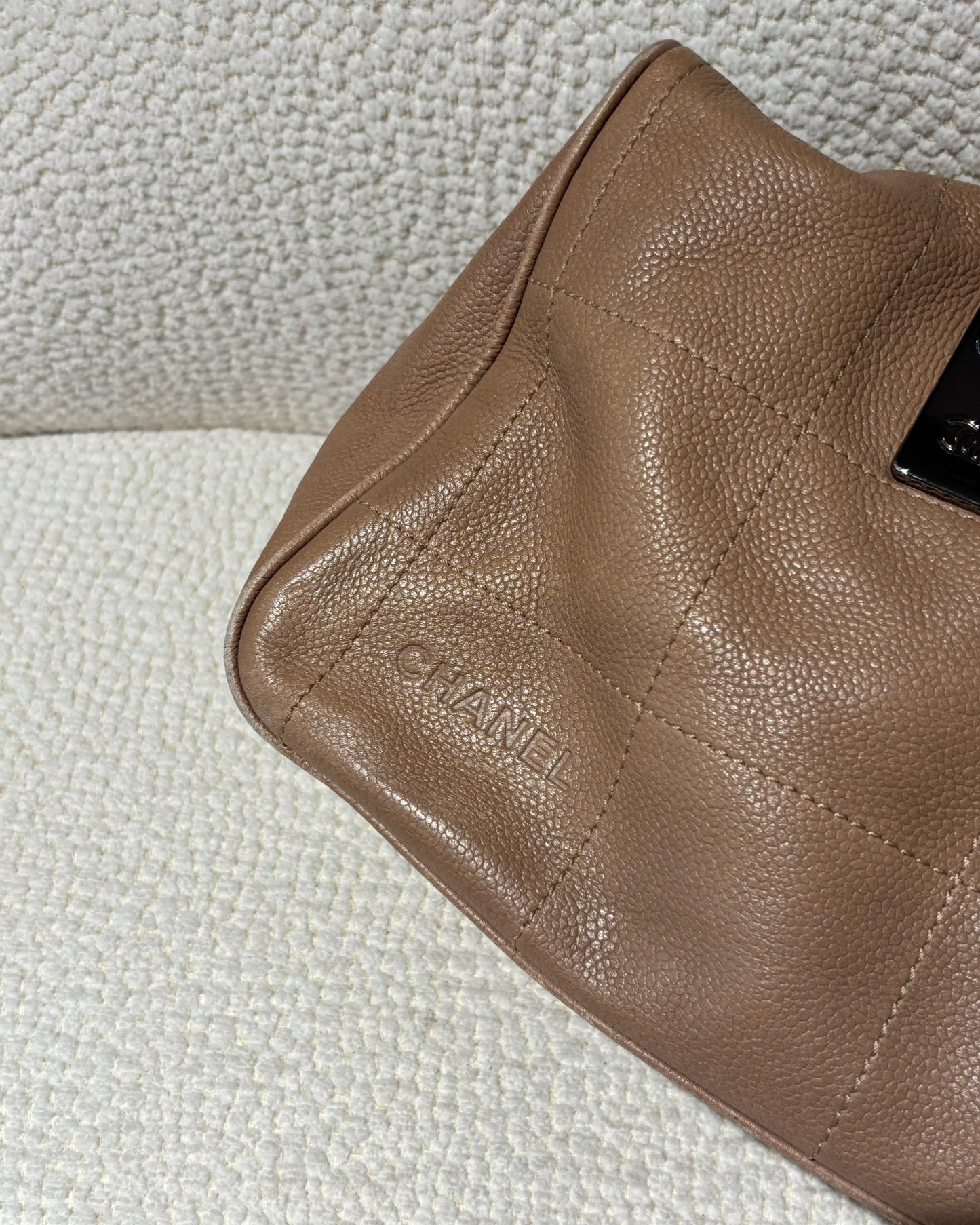 Chanel Bag - Chocobar – Beige/Dusty Rose Leather & Silver Hardware