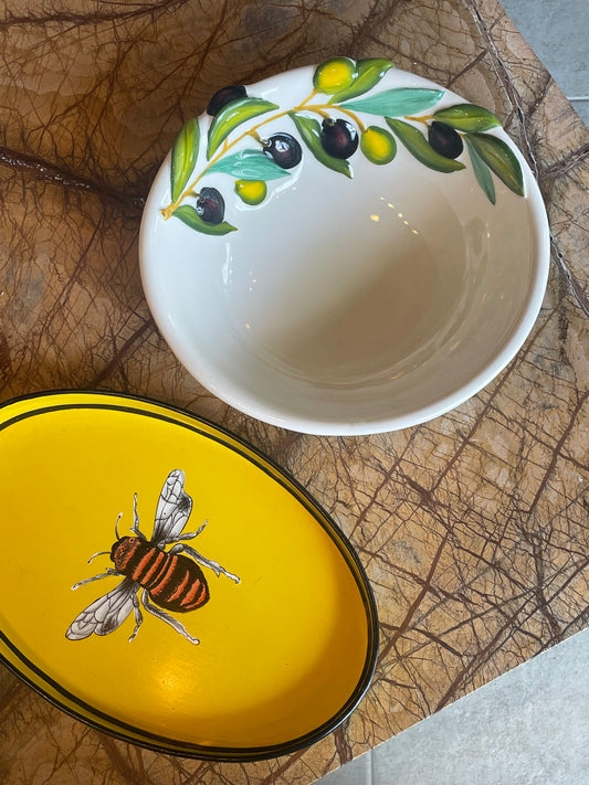 Skål med olivenranker - Italiensk porcelæn