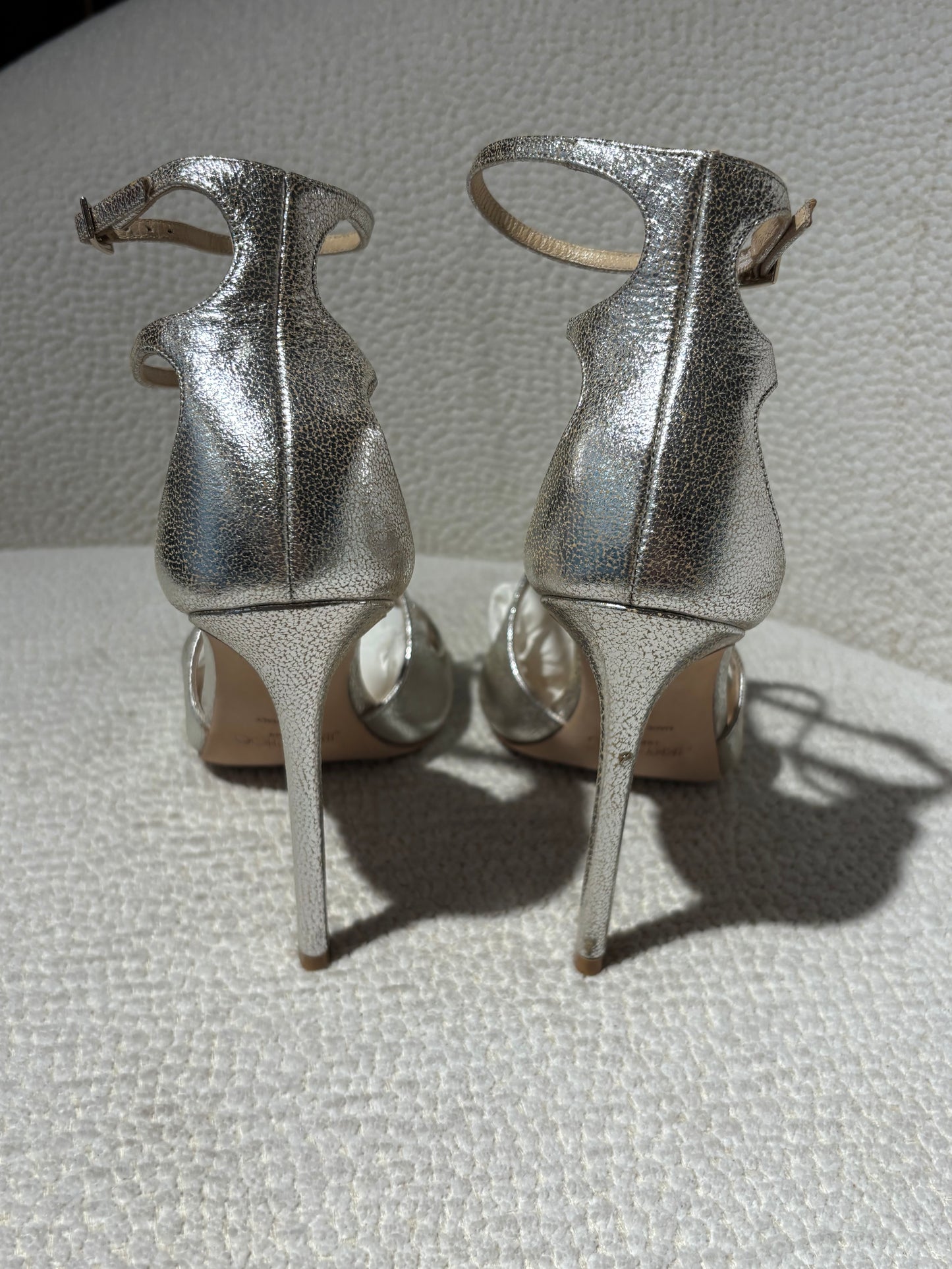 Jimmy Choo Heels – Silver Leather - EU 39