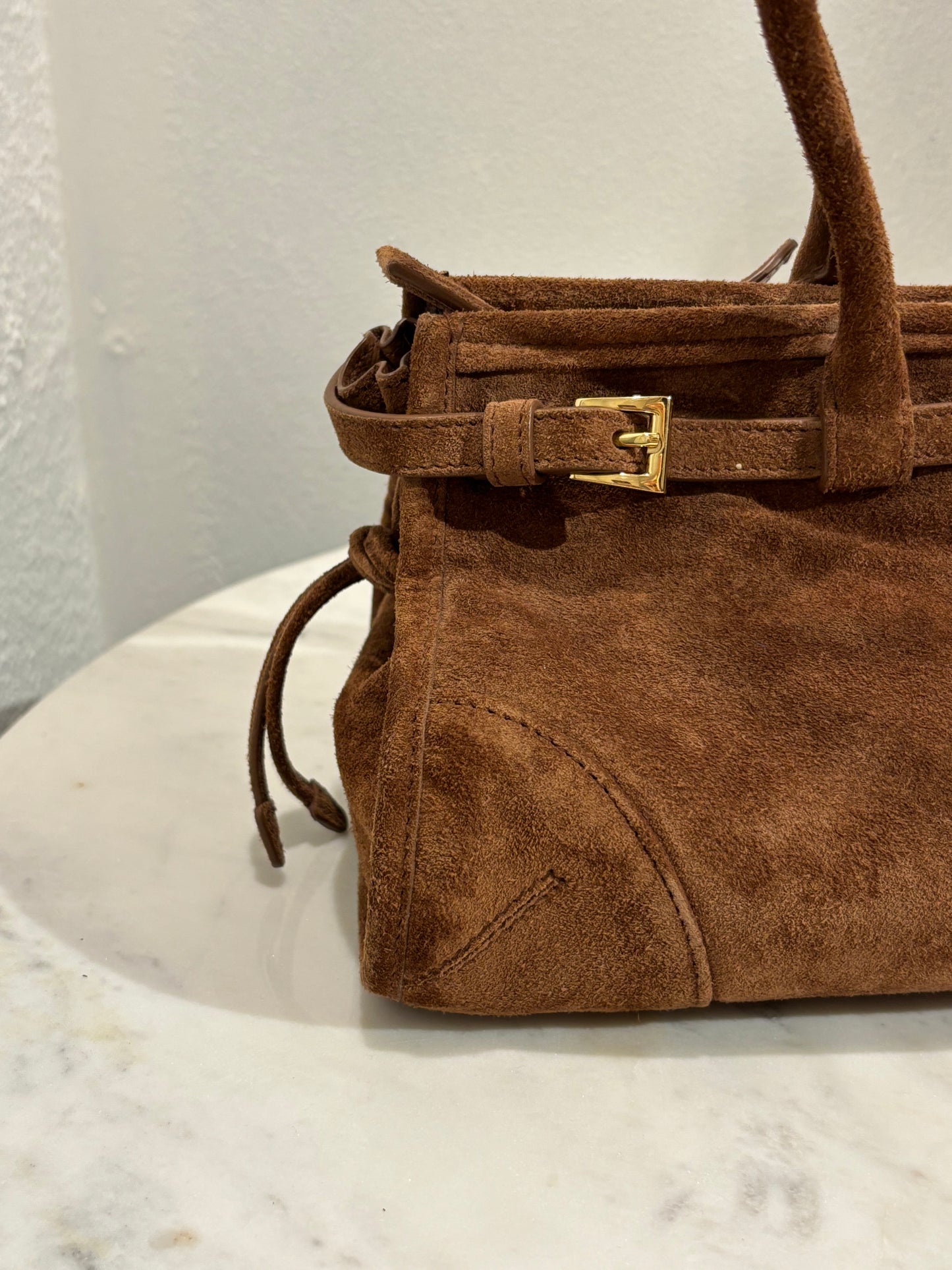 Prada - Suede Triangle Medium Bonnie - Cinnamon - Medinas Wardrobe