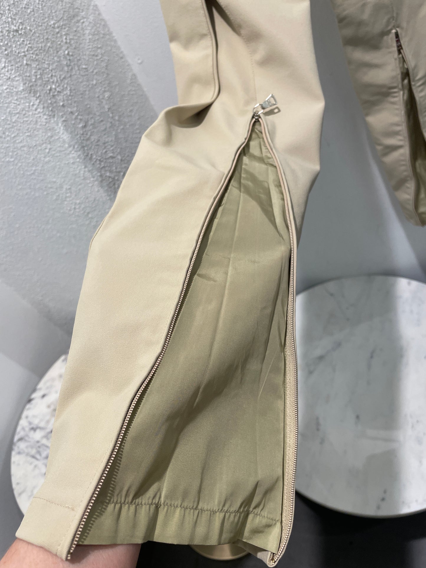 Prada Linea Rossa — Sand Technical Stretch Trousers with Adjustable Zip Hem - Size IT 38