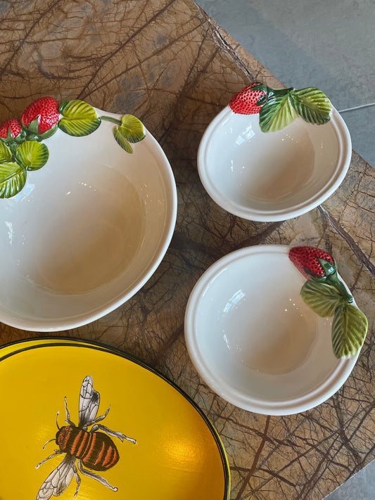 Lille skål med jordbær - Italiensk porcelæn