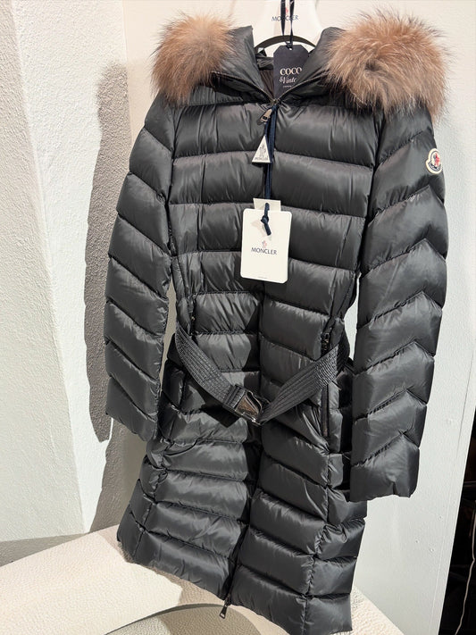 Moncler Jacket – Grey with Fur-Trimmed Hood - Size XS