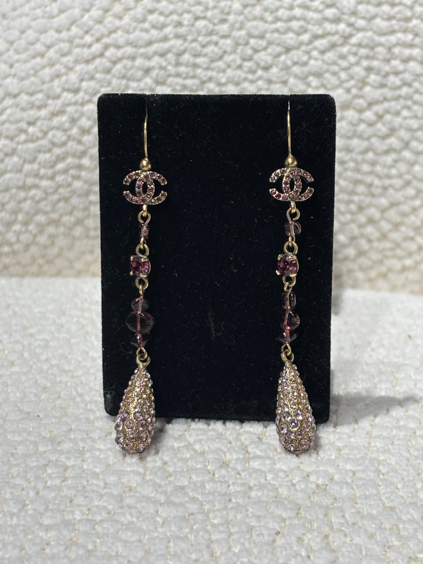 Chanel Earrings - Violet stones and Gold Metal