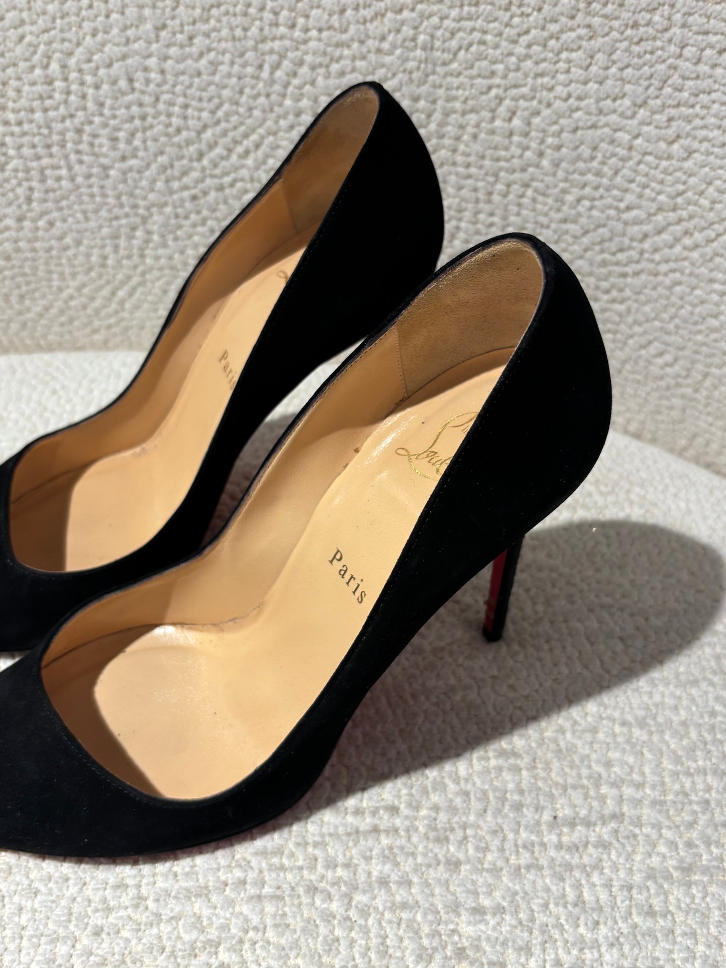 Christian Louboutin Heels – Black Suede with Red Soles - EU 40