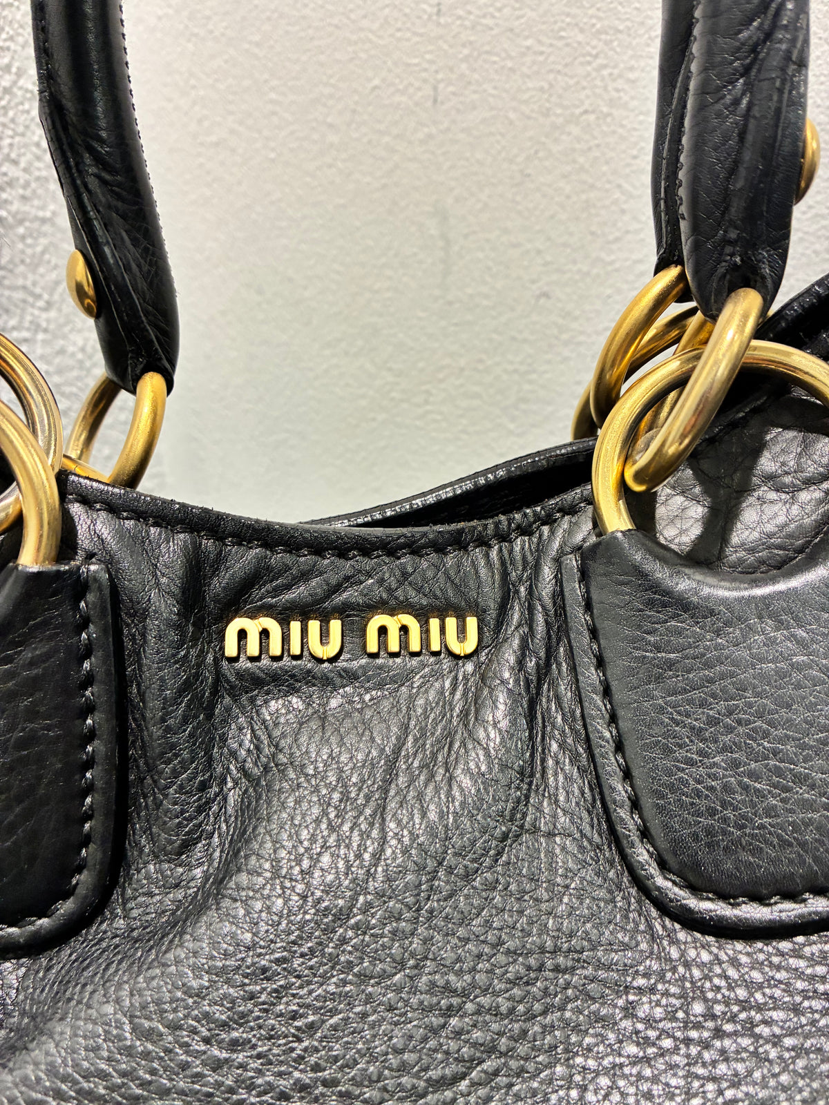 Miu Miu Tote - Black Leather & Gold Hardware