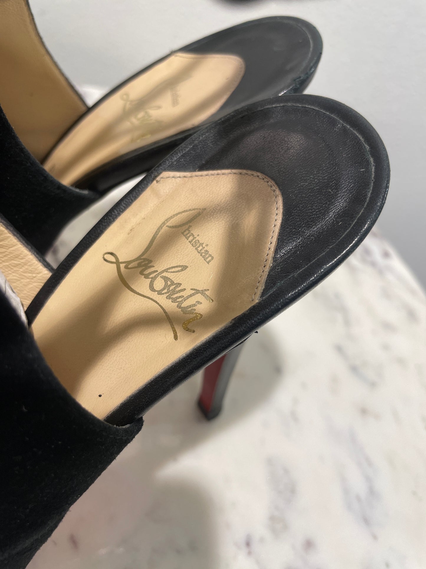 Christian Louboutin "Gortika" Spiked Calfskin & Suede Ankle-Strap Sandals – 36,5