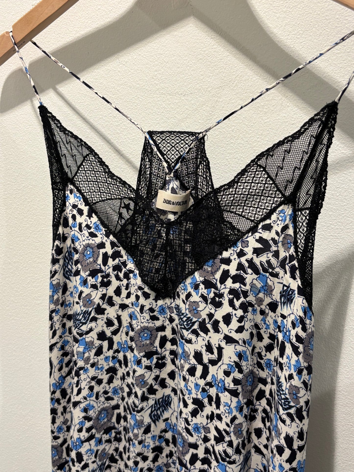 Zadig & Voltaire Dress - Blue Floral & Lace - Size Medium