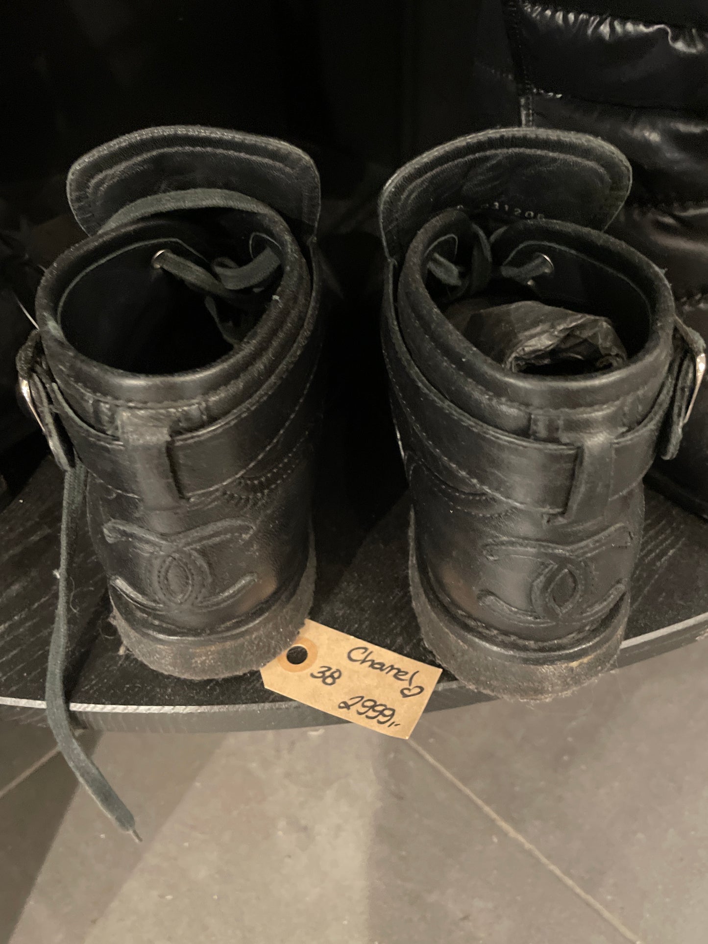 Chanel Combat Boots – Black Calfskin with Suede Details – EU 38