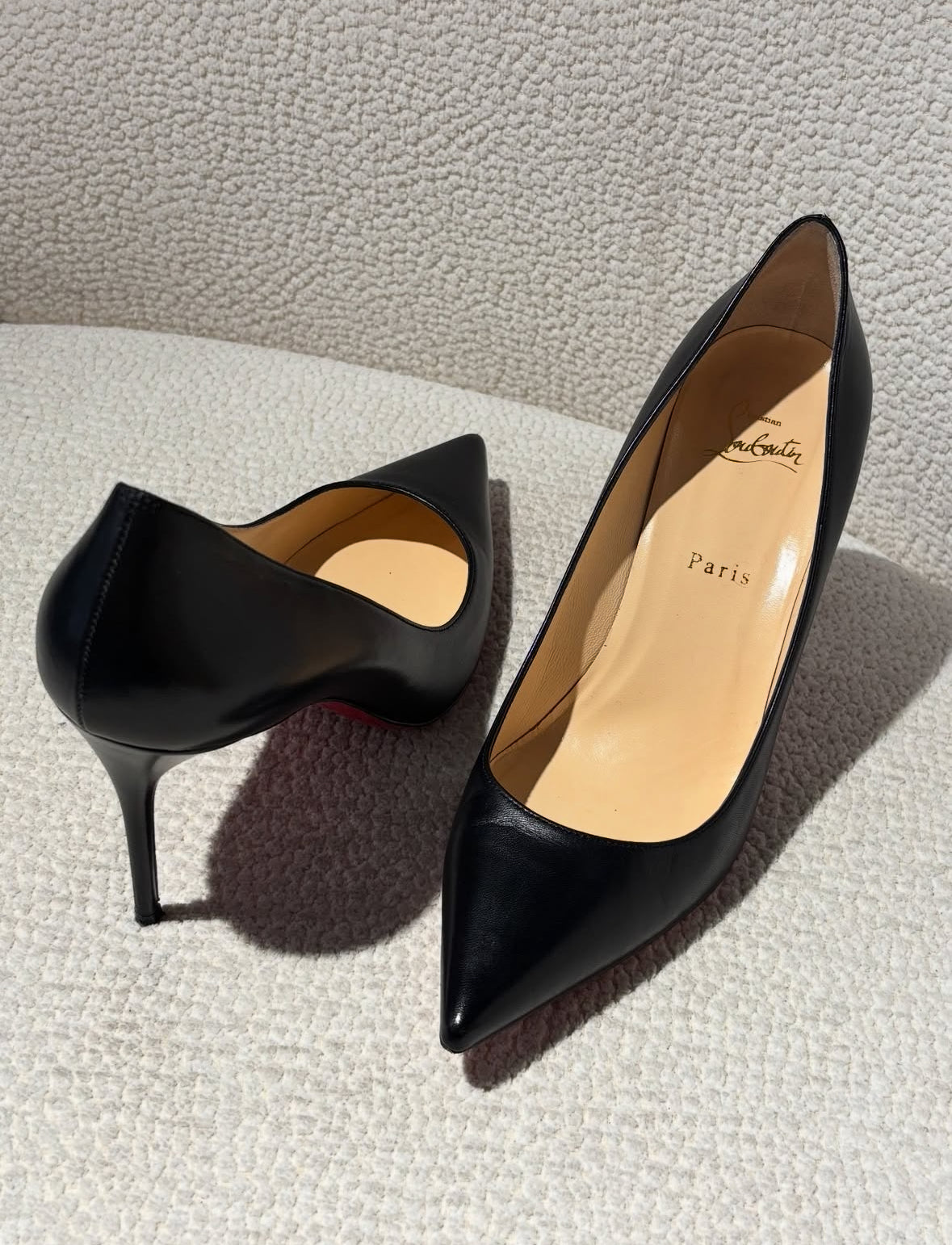 Christian Louboutin Heels – Black Leather with Red Soles - EU 40.5