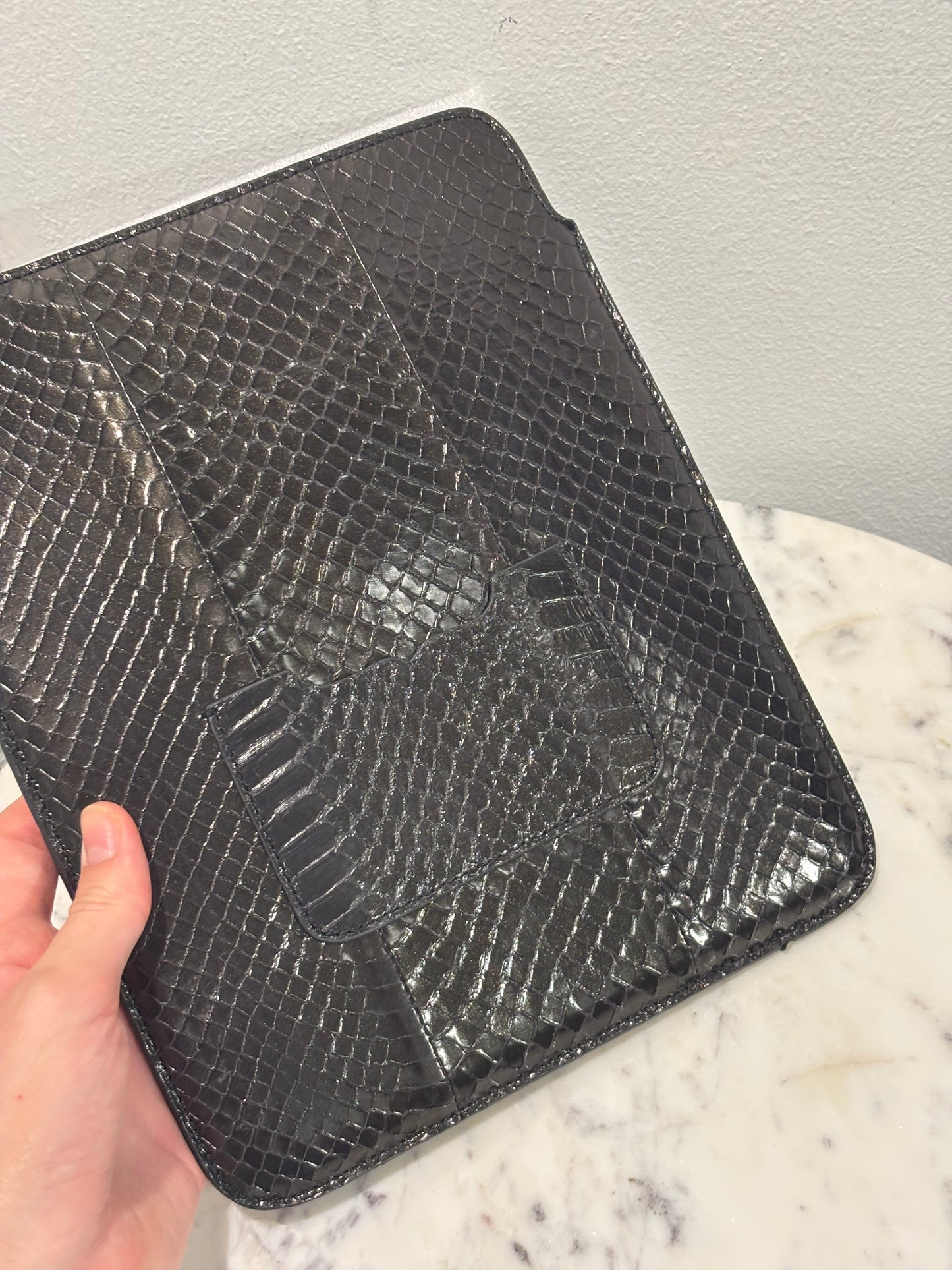 Malene Birger - Ipad cover - Faux black Python -  w. logo - Medinas Wardrobe