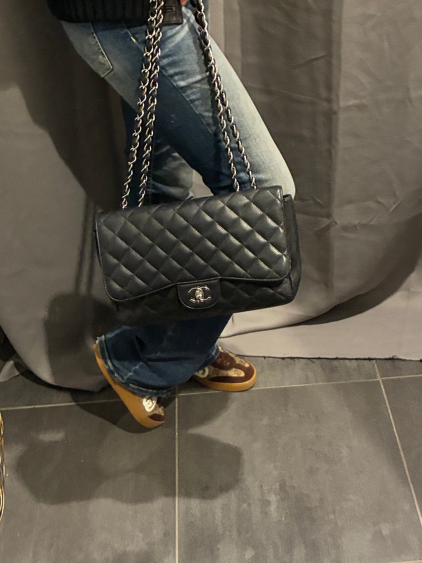 Chanel Jumbo Classic Single Flap – Black Caviar & Silver Hardware