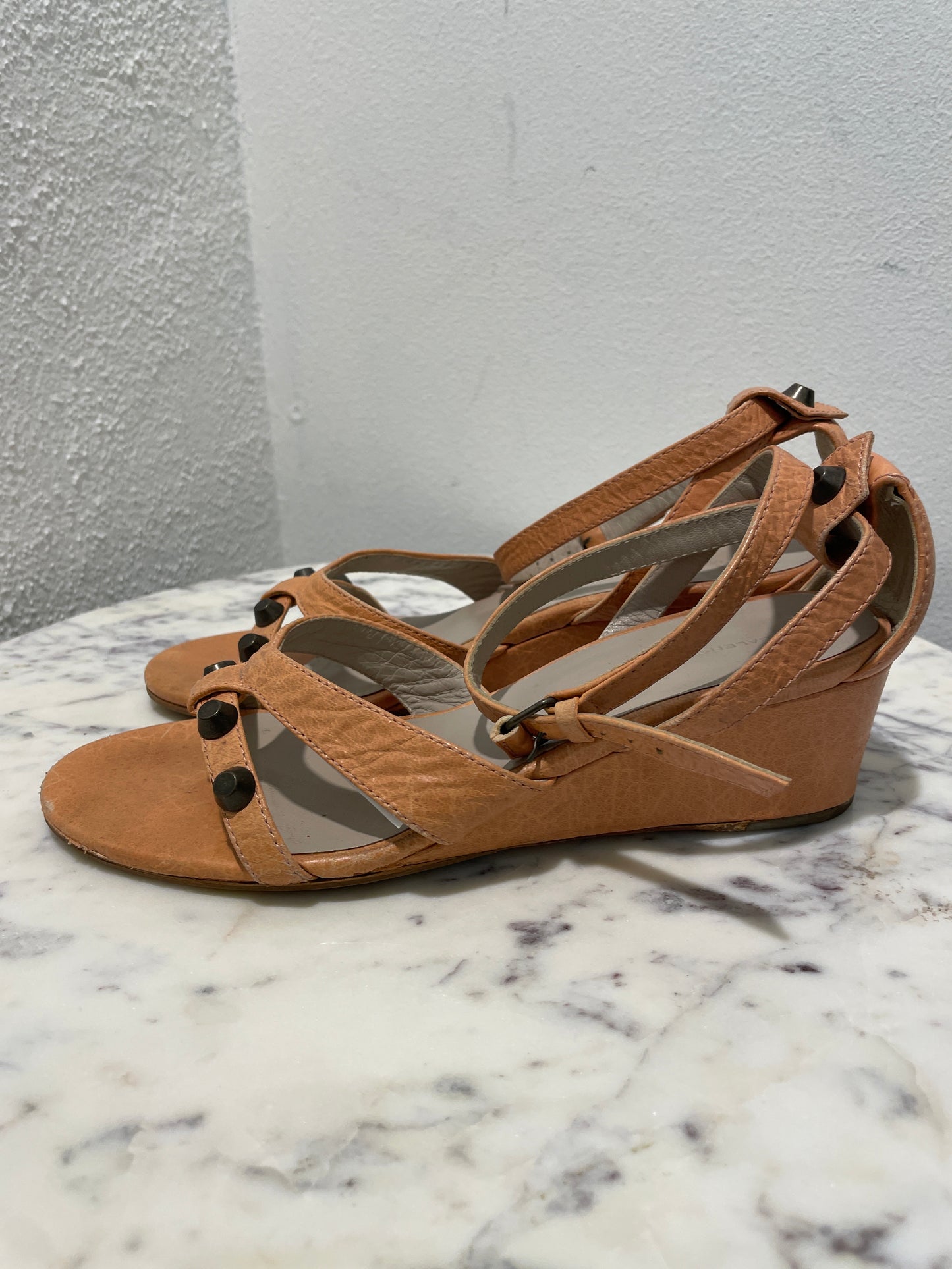Vintage Balenciaga Classic Studded Leather Sandals - 37
