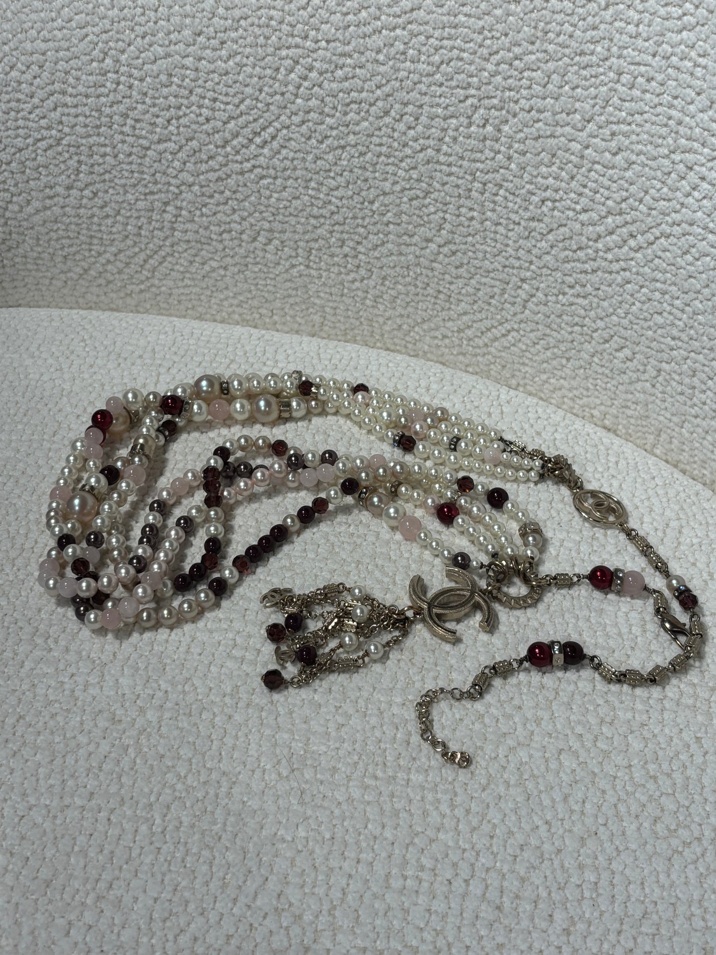 Chanel Pearl Statement Necklace/Belt – Multicolour with CC Logo