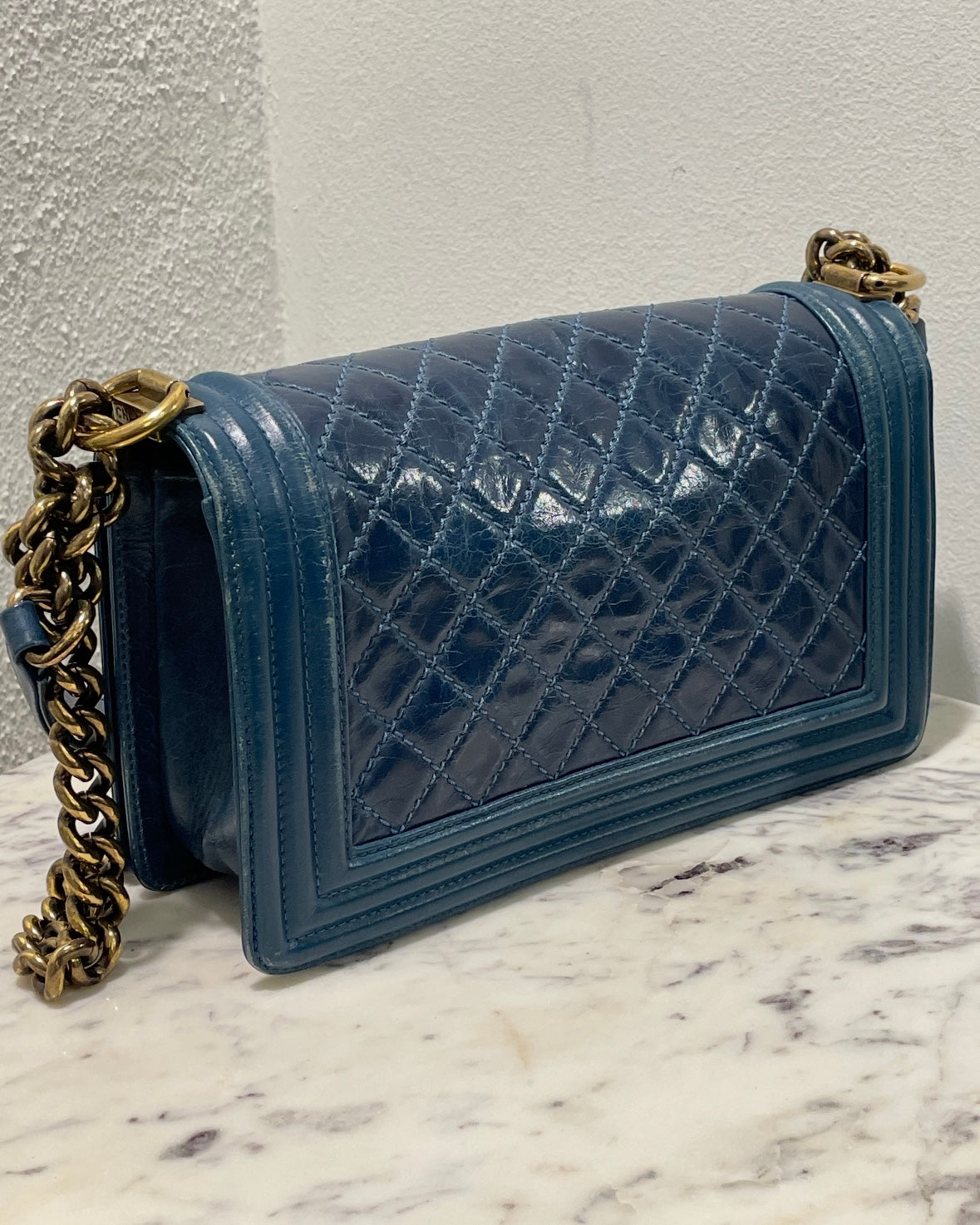 Chanel Boy Bag - Medium - Teal & Aged Gold Hardware
