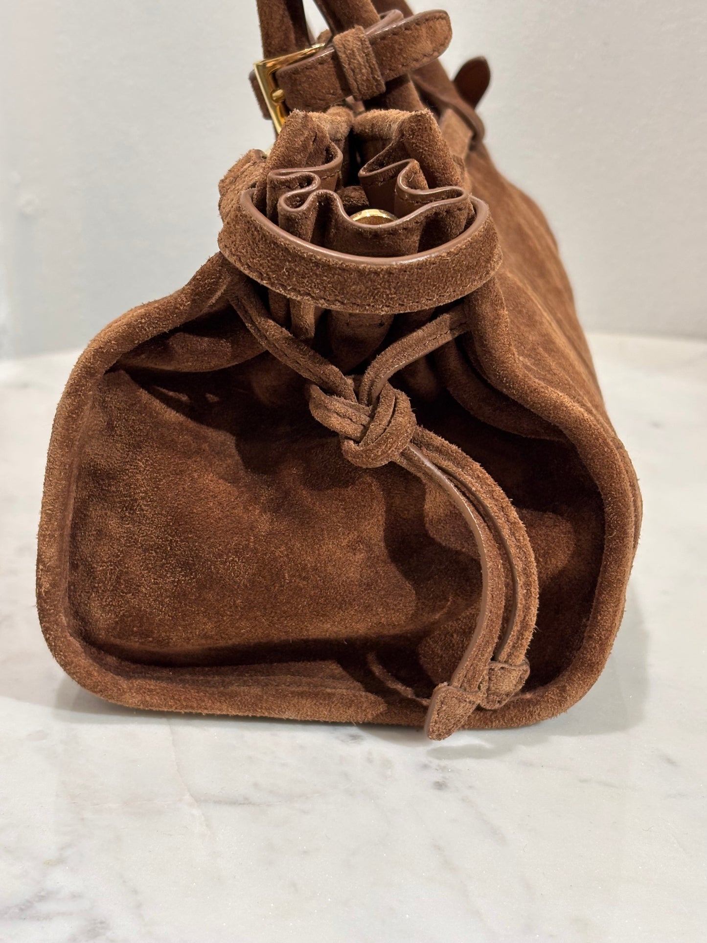 Prada - Suede Triangle Medium Bonnie - Cinnamon - Medinas Wardrobe