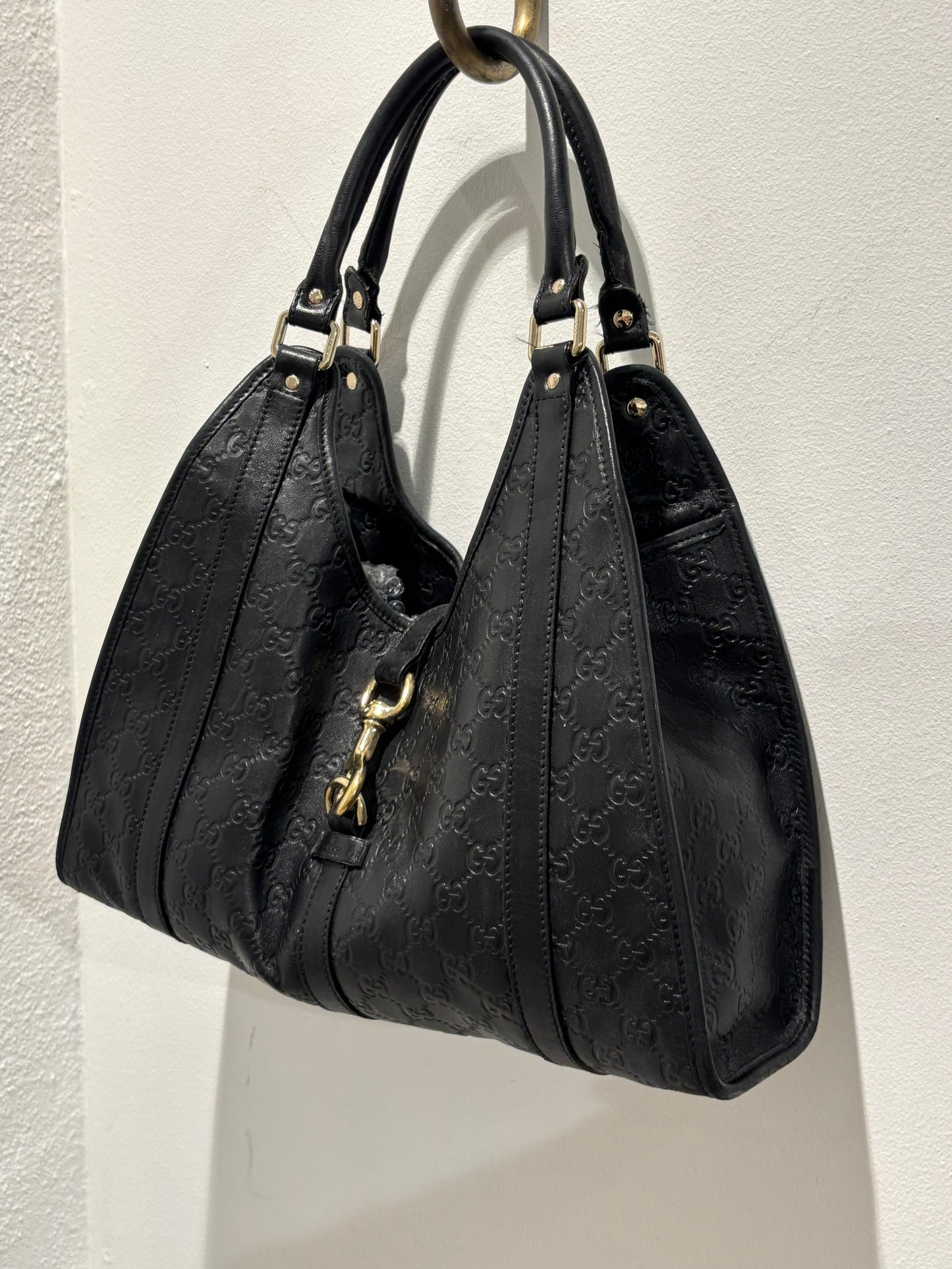 Gucci Guccissima Bag - Black Monogram Leather & Gold Hardware