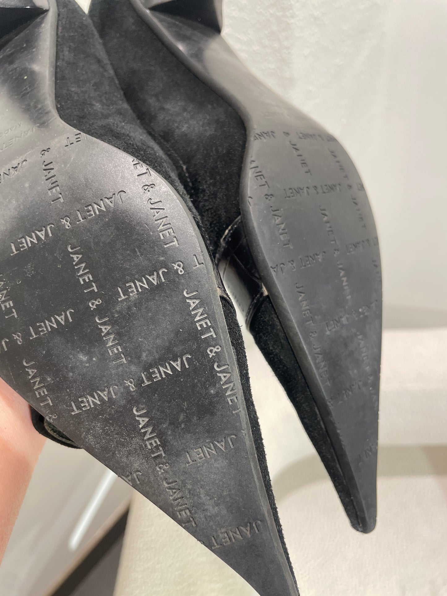 Janet & Janet Heels – Black suede and croco leather - 37