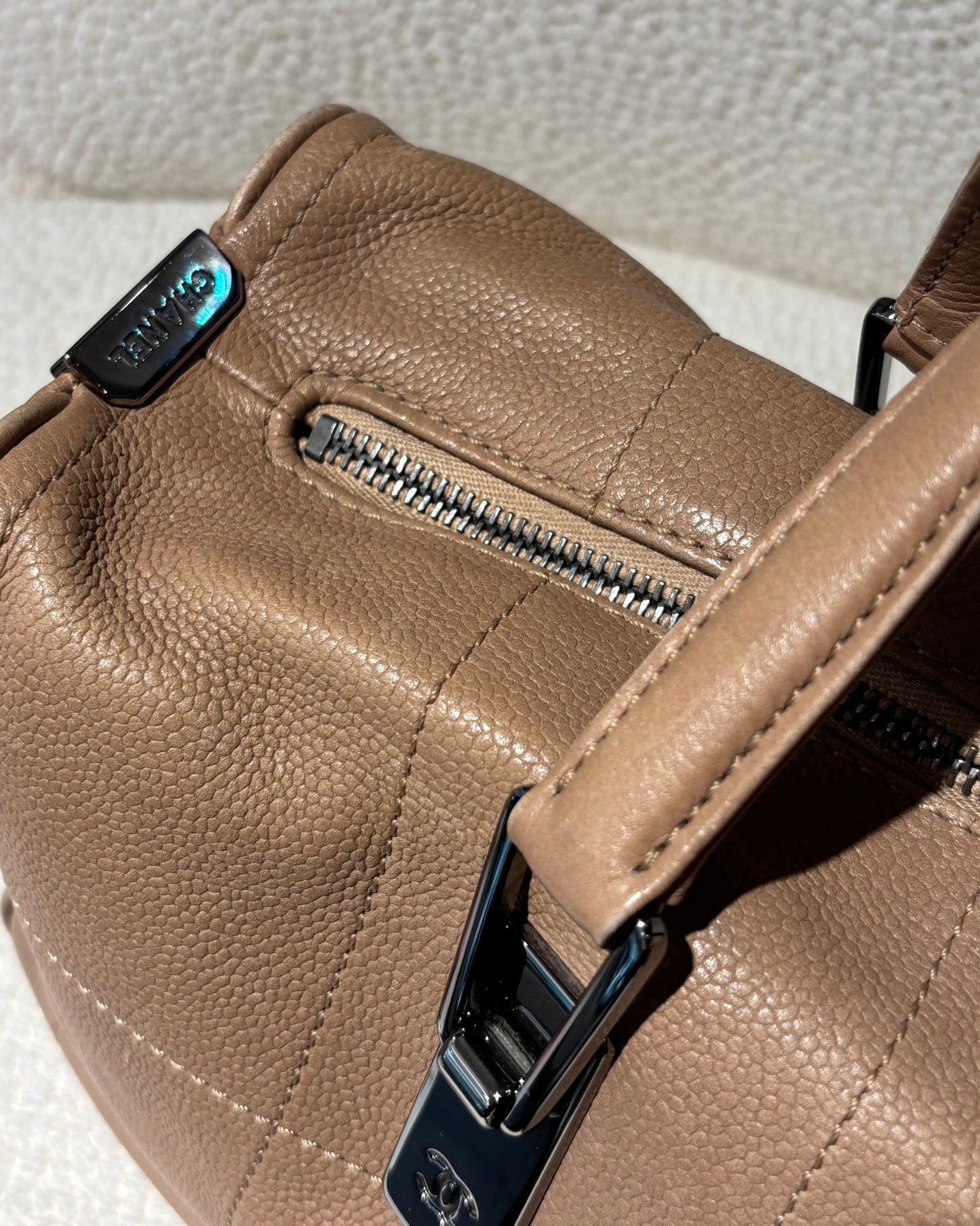 Chanel Bag - Chocobar – Beige/Dusty Rose Leather & Silver Hardware