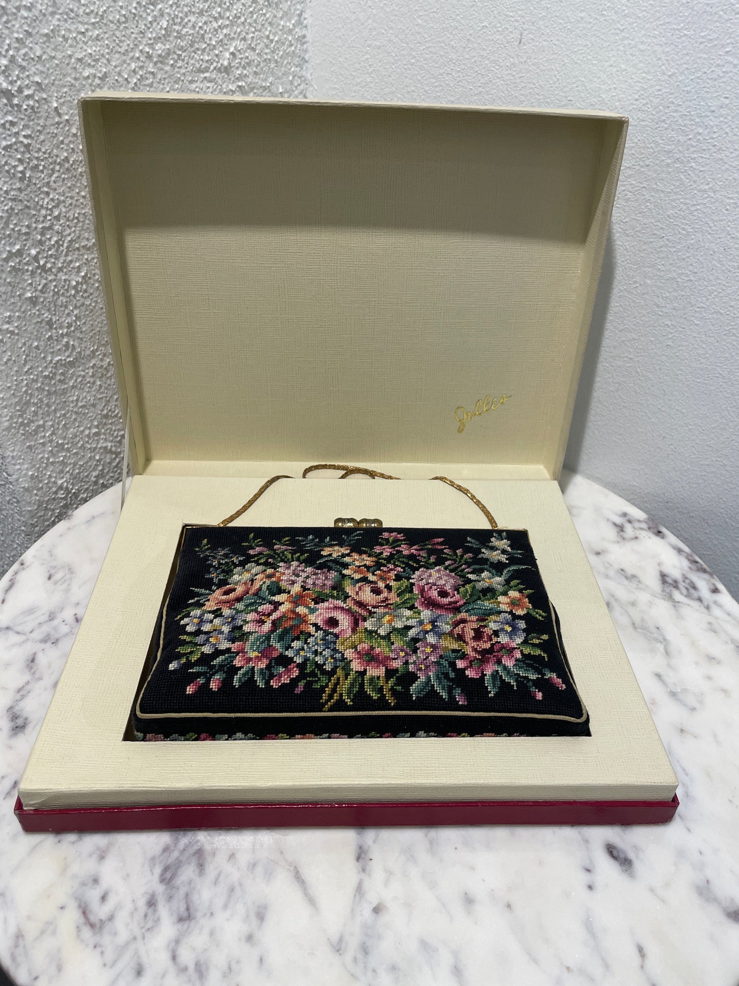 Antique J. Jolles Studios Vienna Petit Point Evening Bag – Complete with Original Box