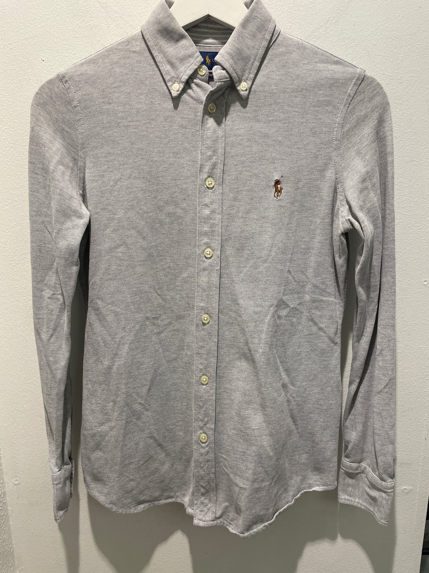Ralph Lauren — Grey Knit Oxford Button-Down Shirt - Size EU S