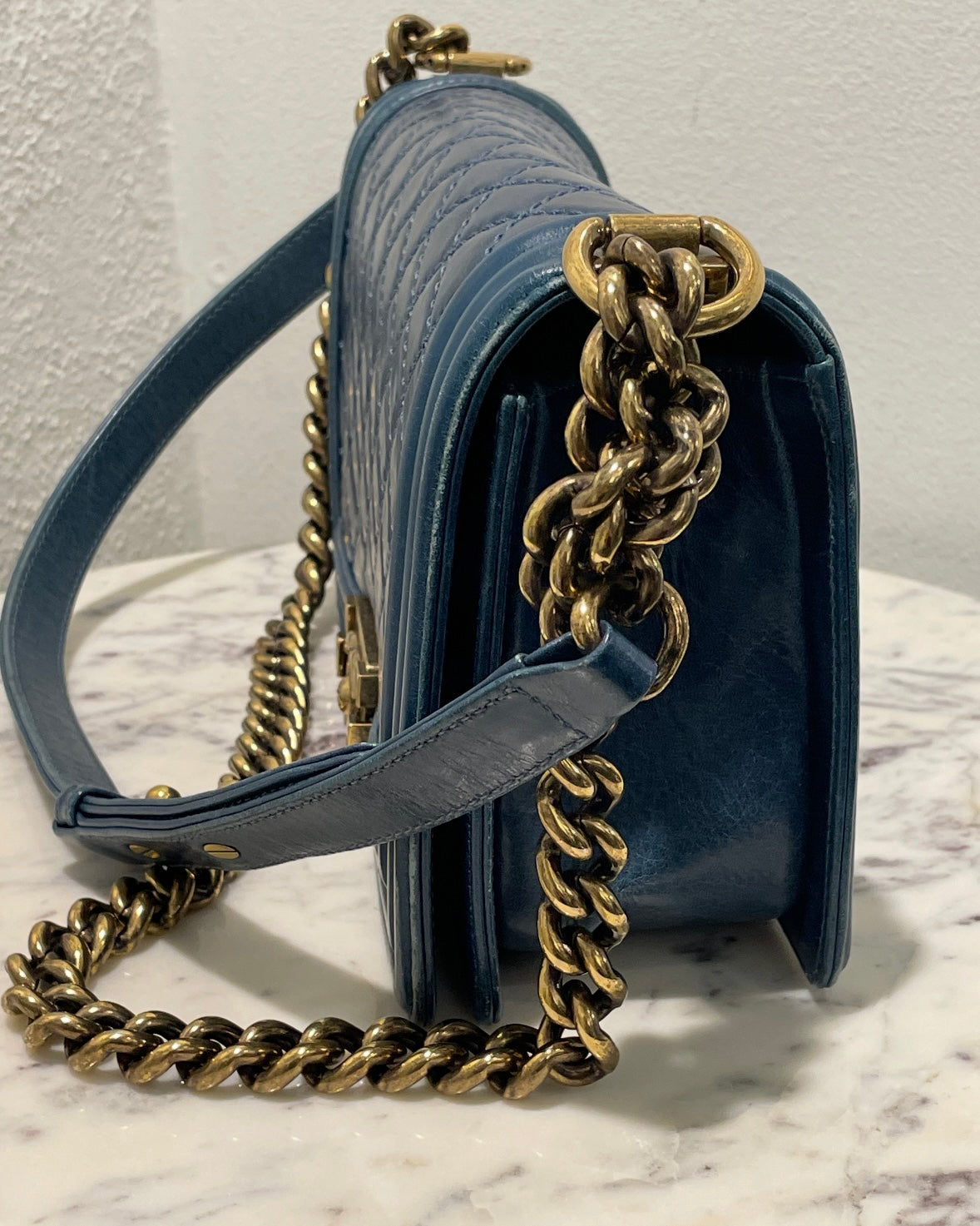 Chanel Boy Bag - Medium - Teal & Aged Gold Hardware