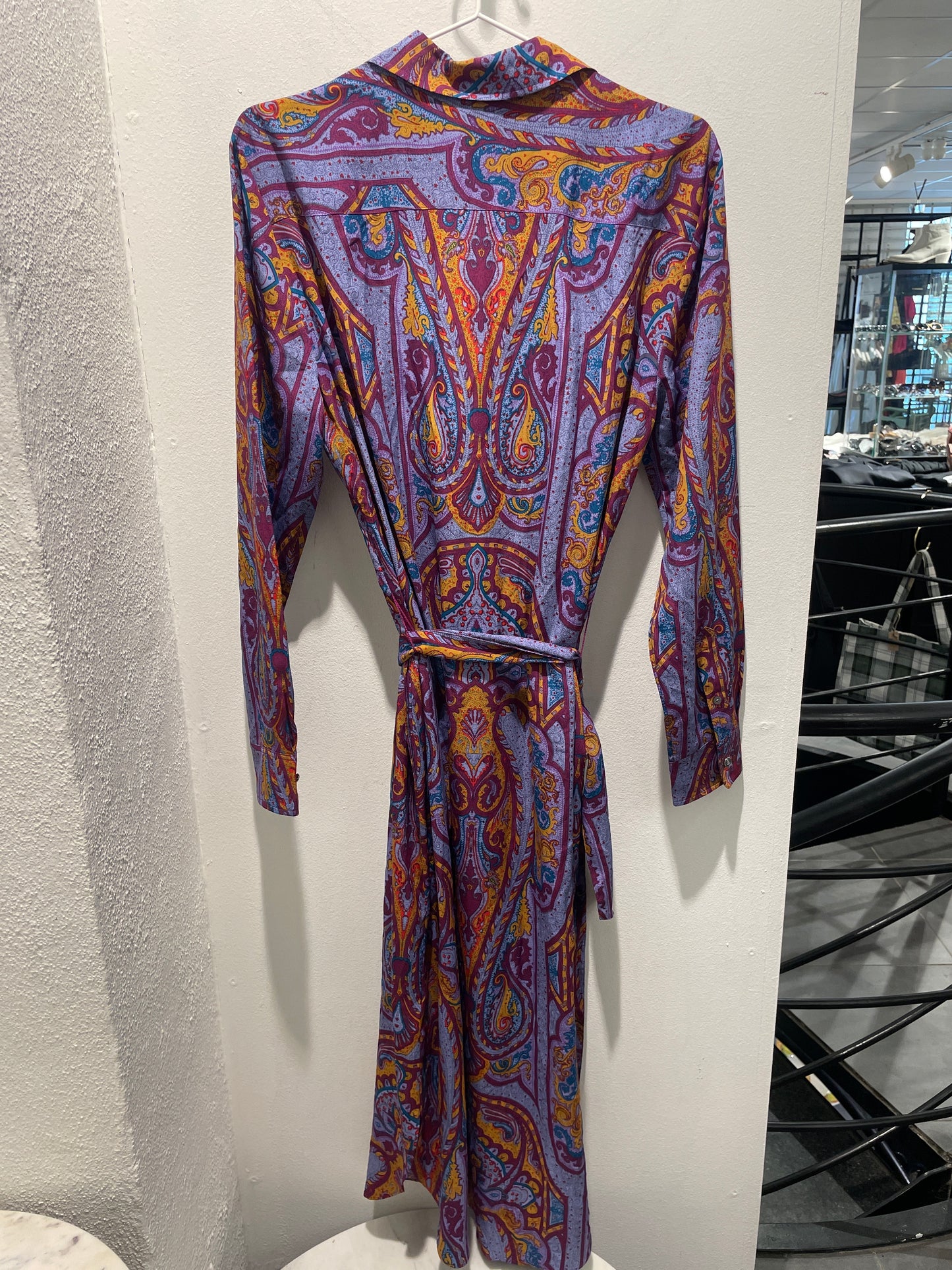Lauren Ralph Lauren — Vibrant Paisley Print Maxi Shirt Dress with Belt - Size M