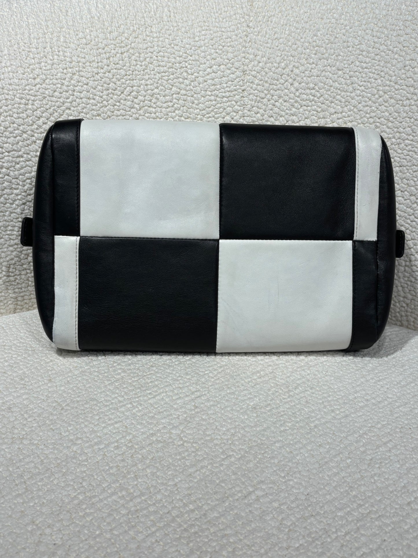 Chanel Bowling Bag –  Bicolor CC Black & White Lambskin with Silver Chain